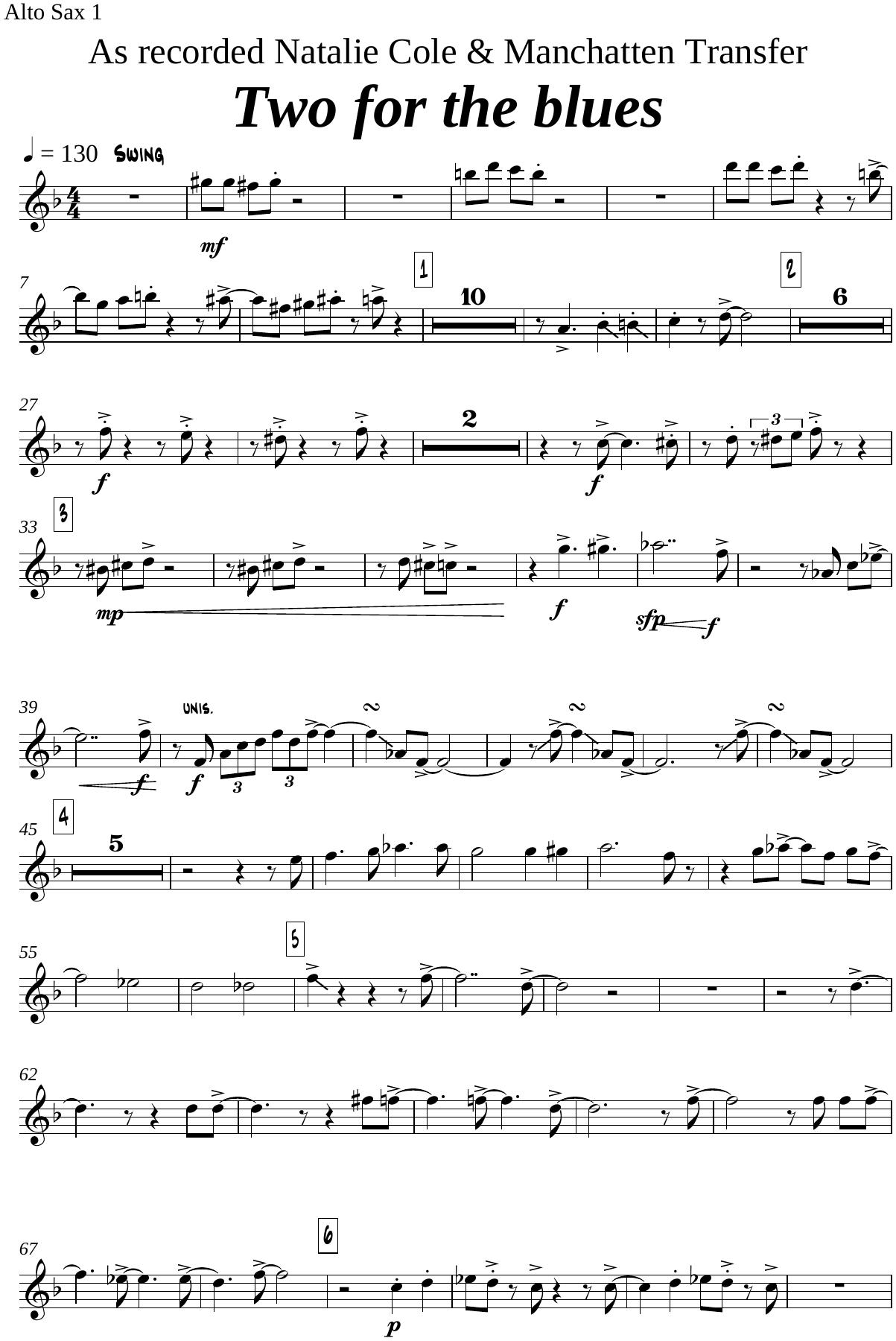 Two For The Blues (B.Myagkov) N.Hefti — Big Band sheet music arranged by Boris Myagkov | Jazz Standard