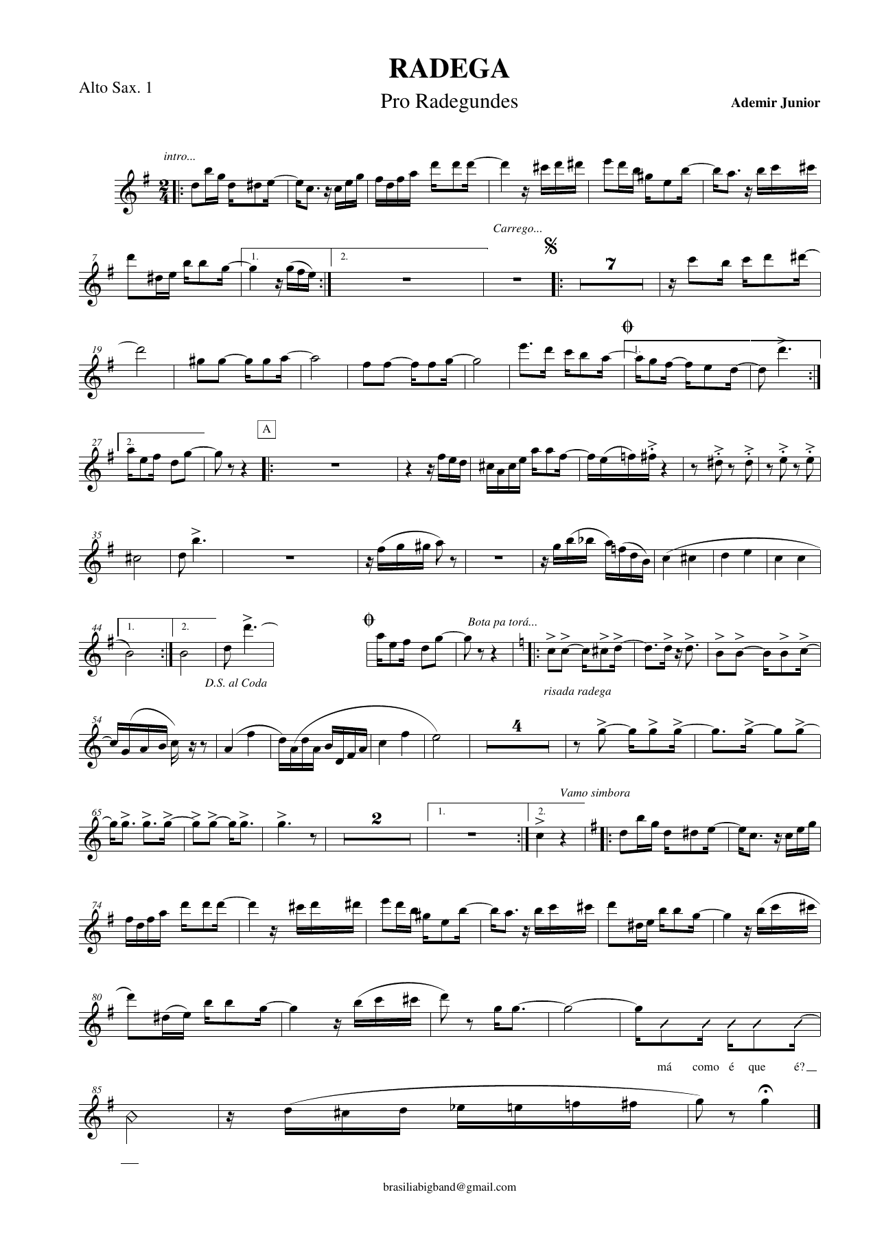 Radega — sheet music cover (first page)