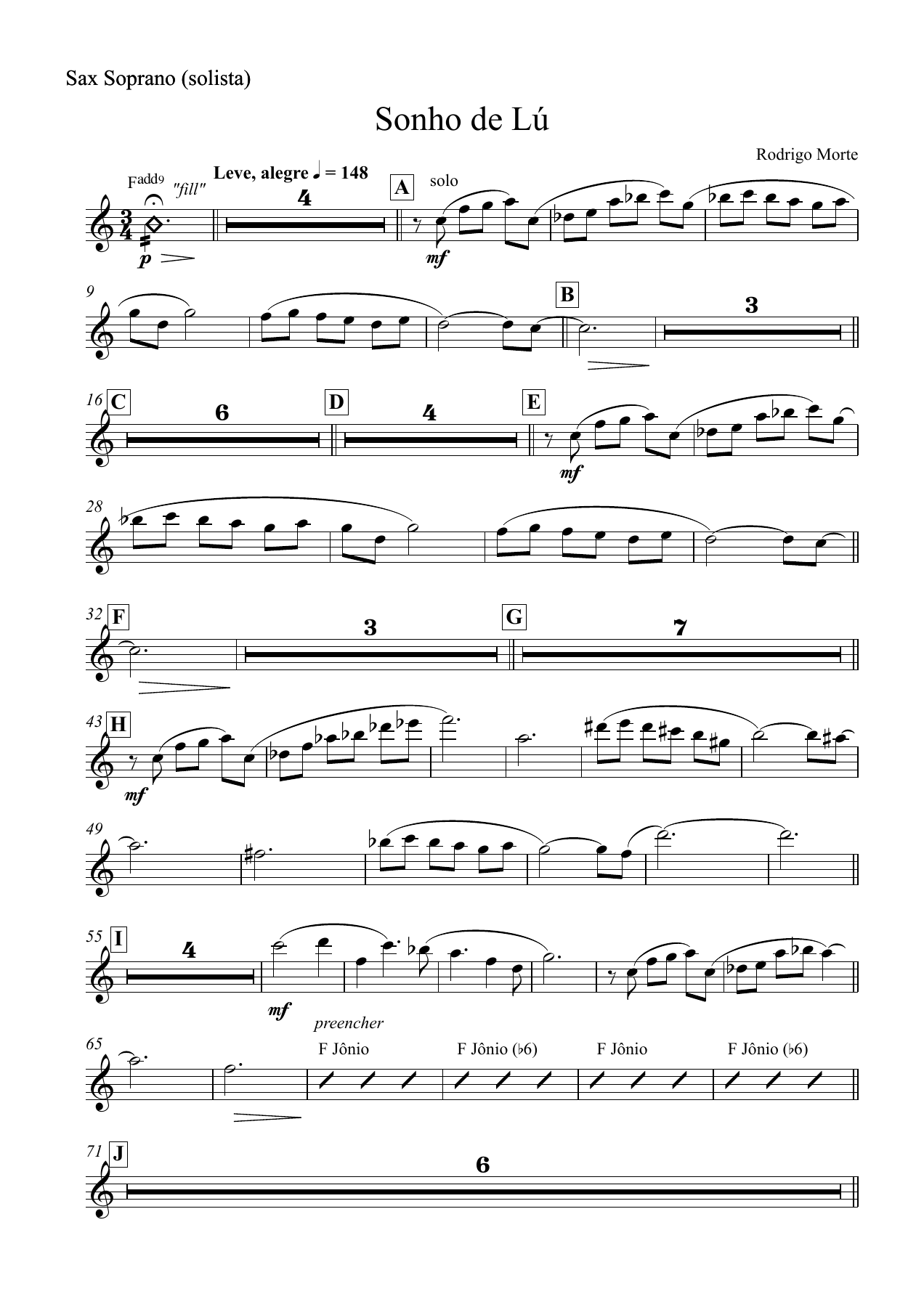 Sonho De Lu — sheet music cover (first page)