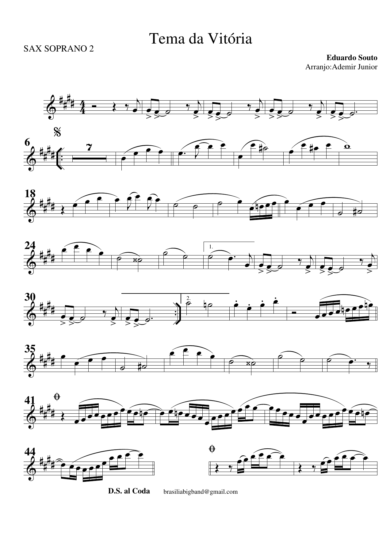 Tema Da Vitoria — sheet music cover (first page)