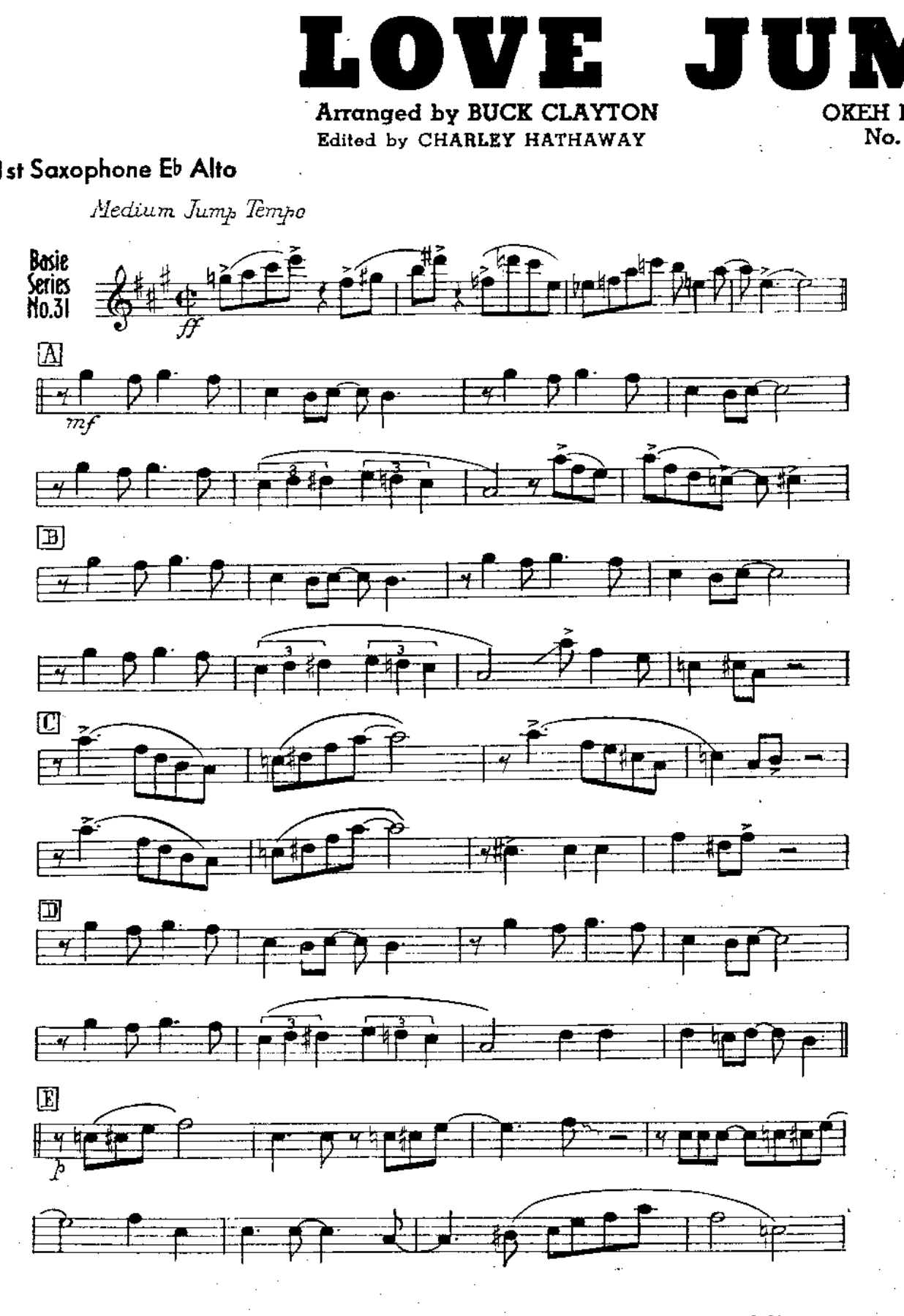 Love Jumped Out (B.Clayton) C.Basie — Big Band sheet music arranged by Buck Clayton | Jazz Standard