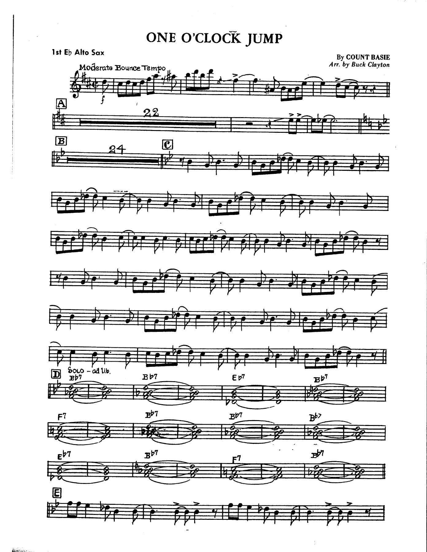 One O'Clock Jump (B.Clayton) 36 — Big Band sheet music arranged by Buck Clayton | Jazz Standard