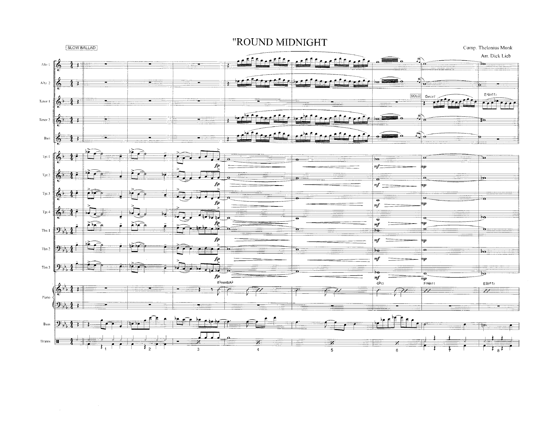 'Round Midnight (D.Lieb) B.Rich — sheet music cover (first page)