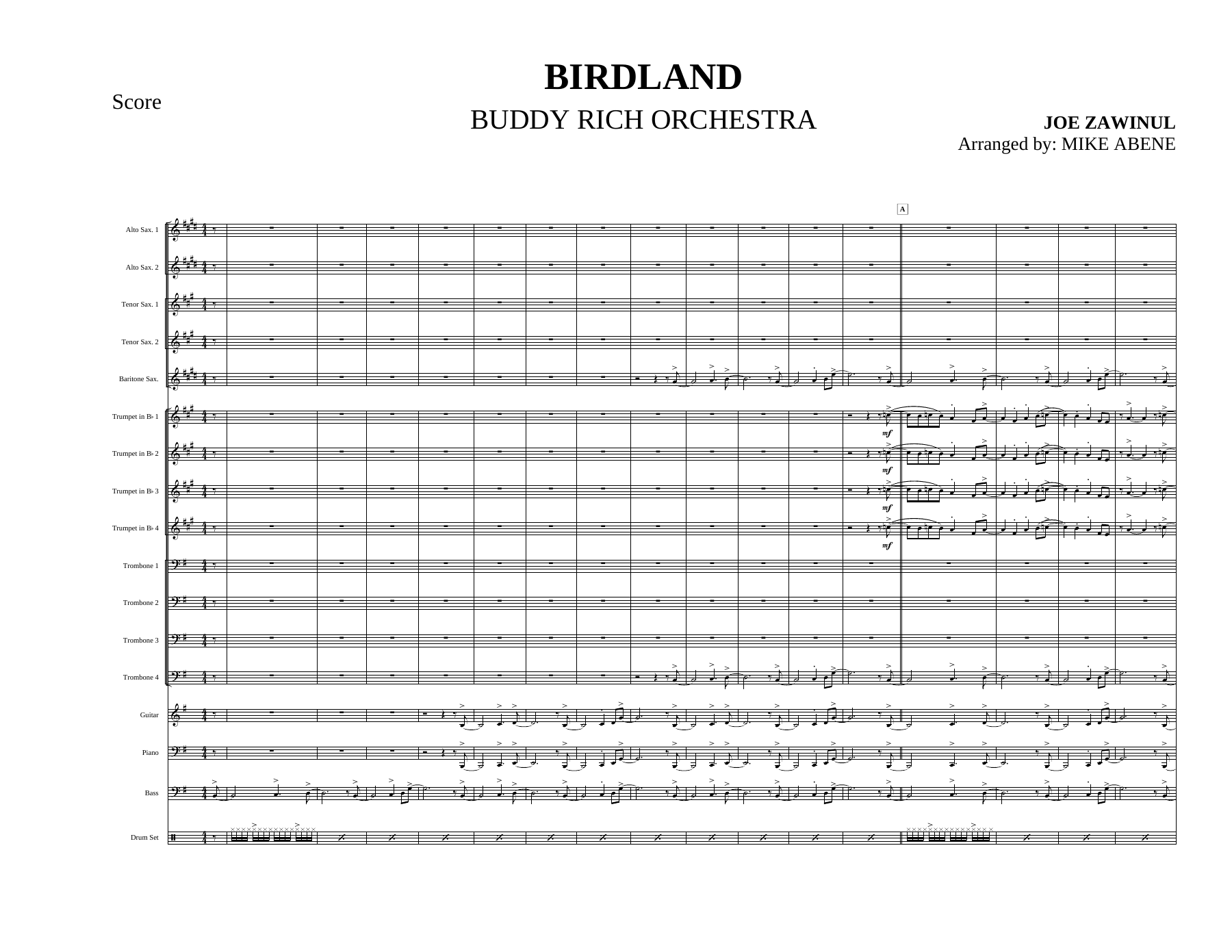 Birdland (M.Abene) B.Rich MP3 — sheet music cover (first page)
