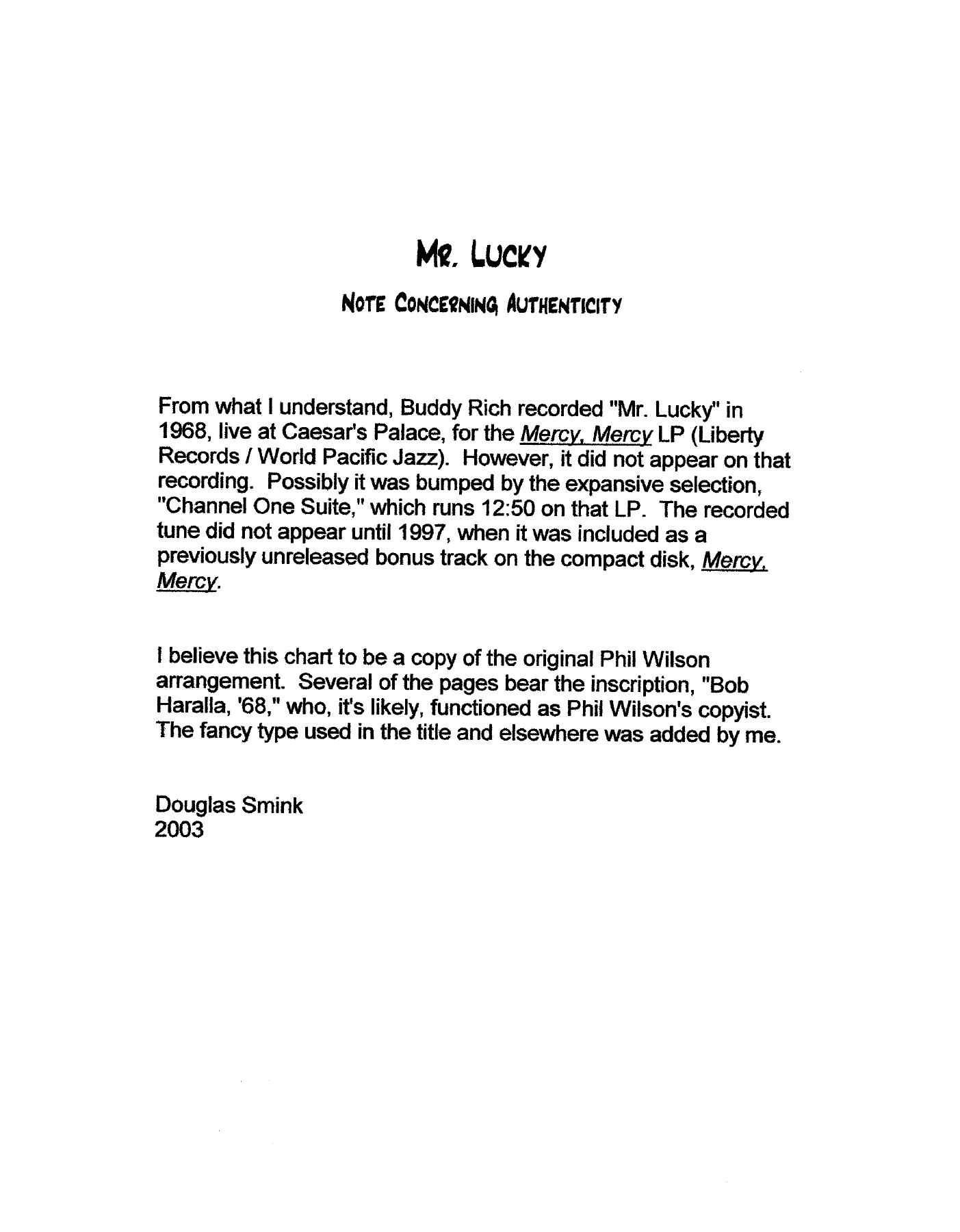 Mr.Lucky (P.Wilson) B.Rich — Big Band sheet music arranged by Buddy Rich | Jazz Standard