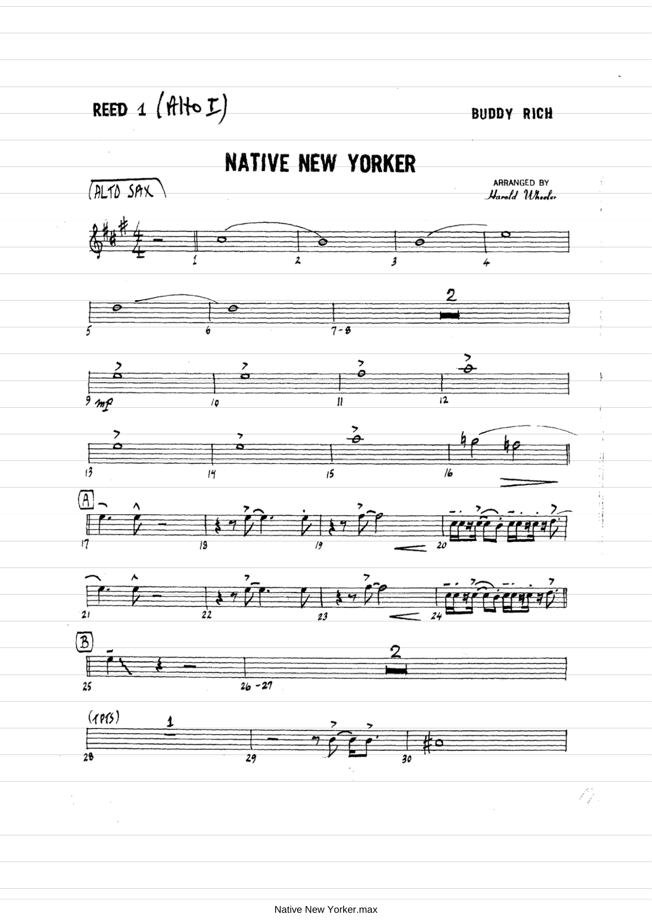 Native New Yorker (H.Wheeler) B.Rich — Big Band sheet music by Buddy Rich | Jazz Standard