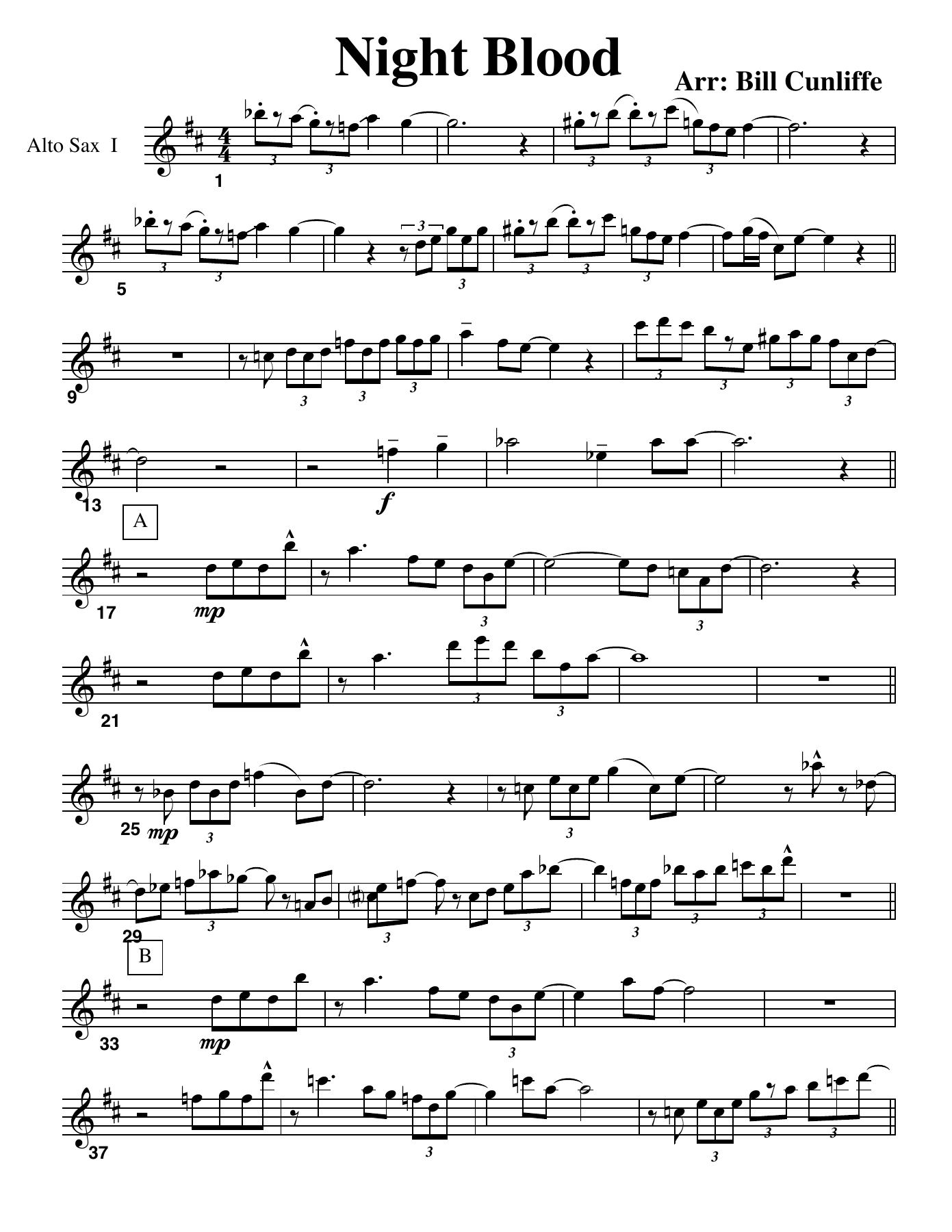 Night Blood (B.Cunliffe) B.Rich — sheet music preview