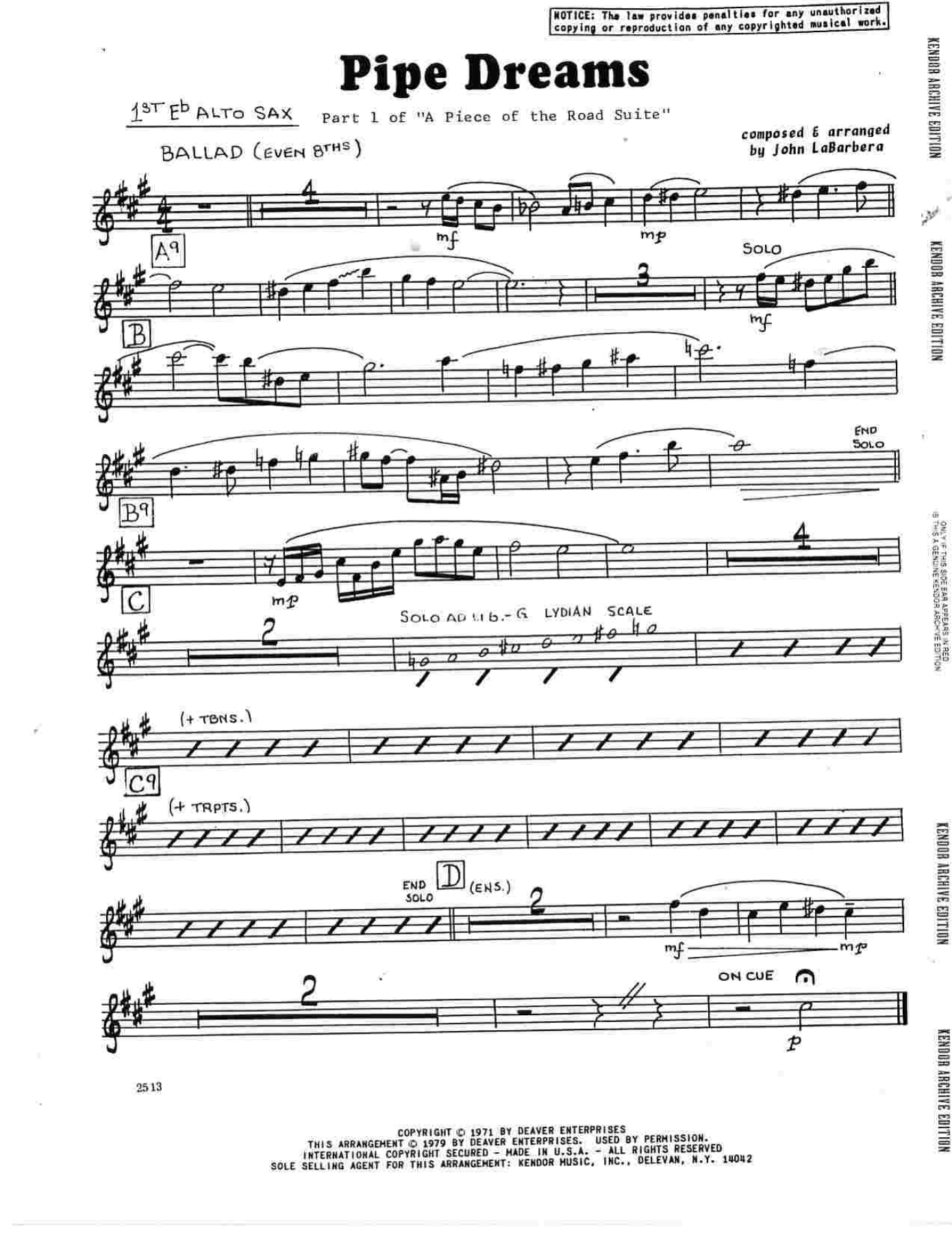 Pipe Dreams — sheet music cover (first page)