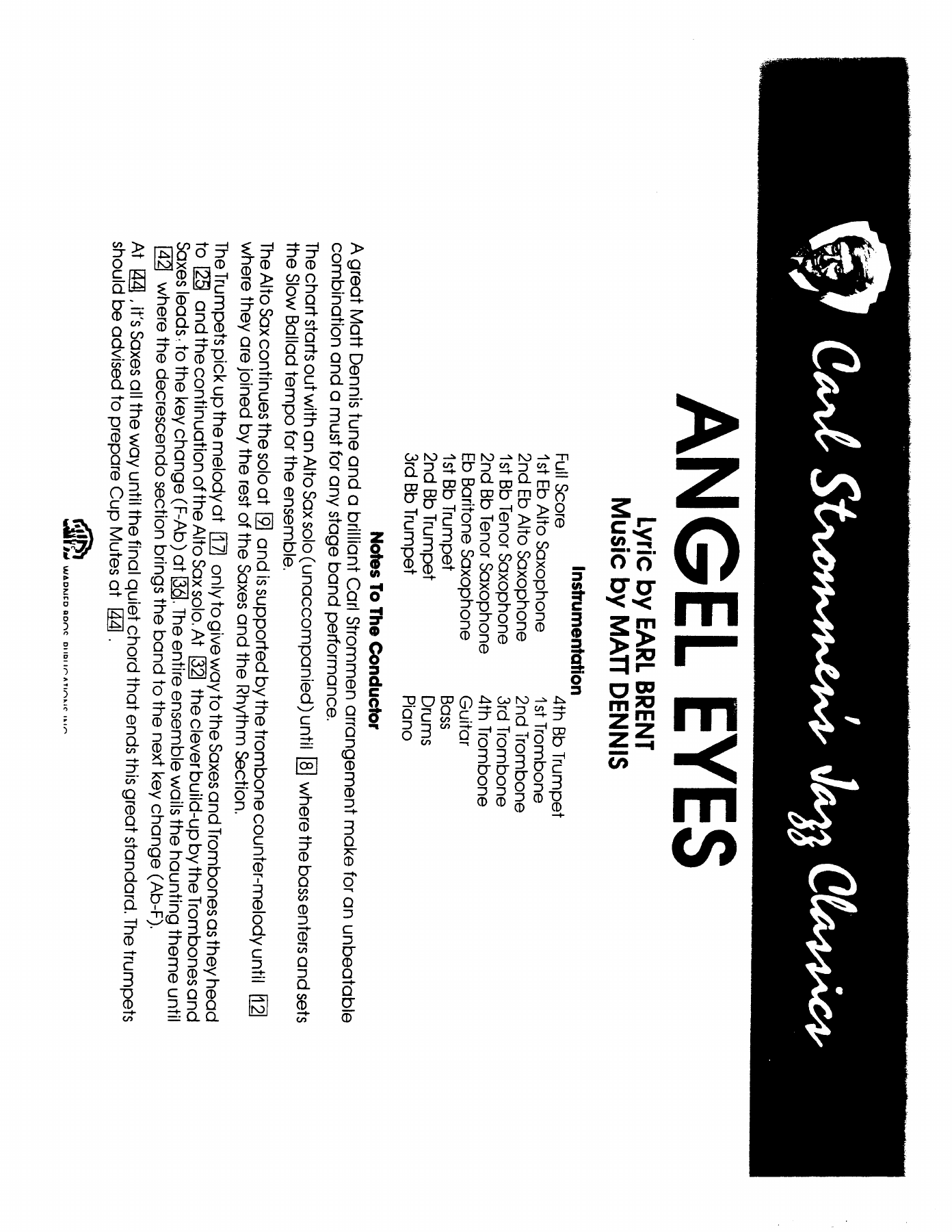 Angel Eyes — sheet music cover (first page)