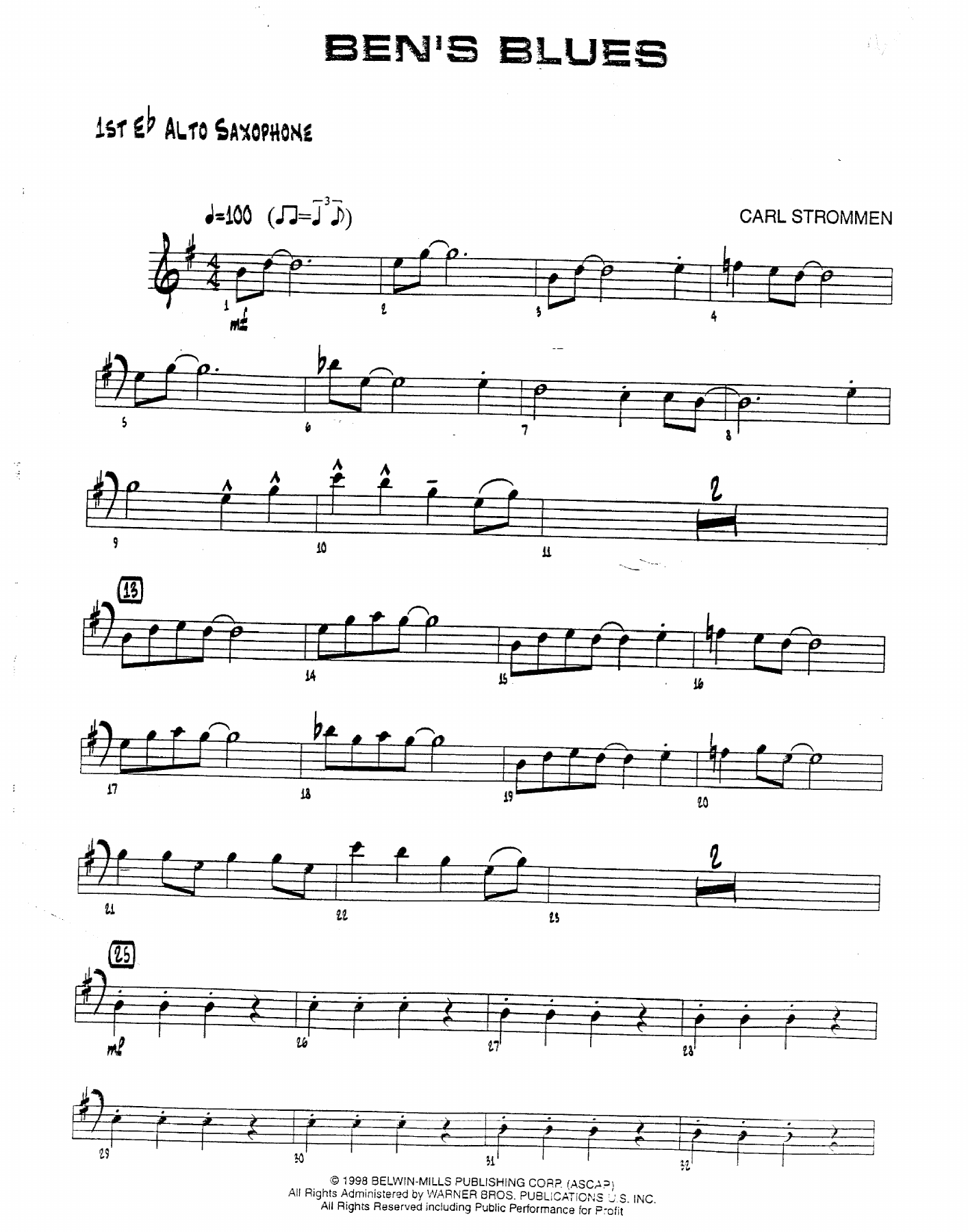 Ben's Blues — sheet music cover (first page)