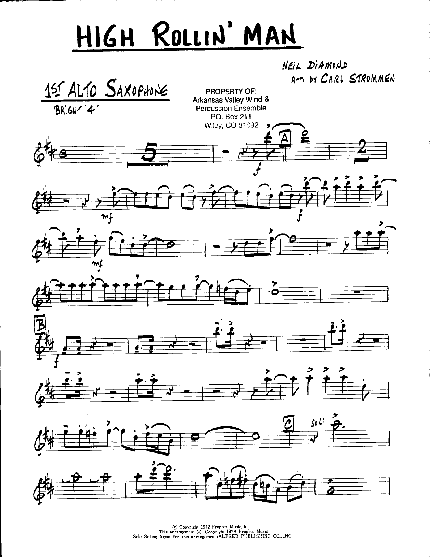 High Rollin' Man — sheet music cover (first page)