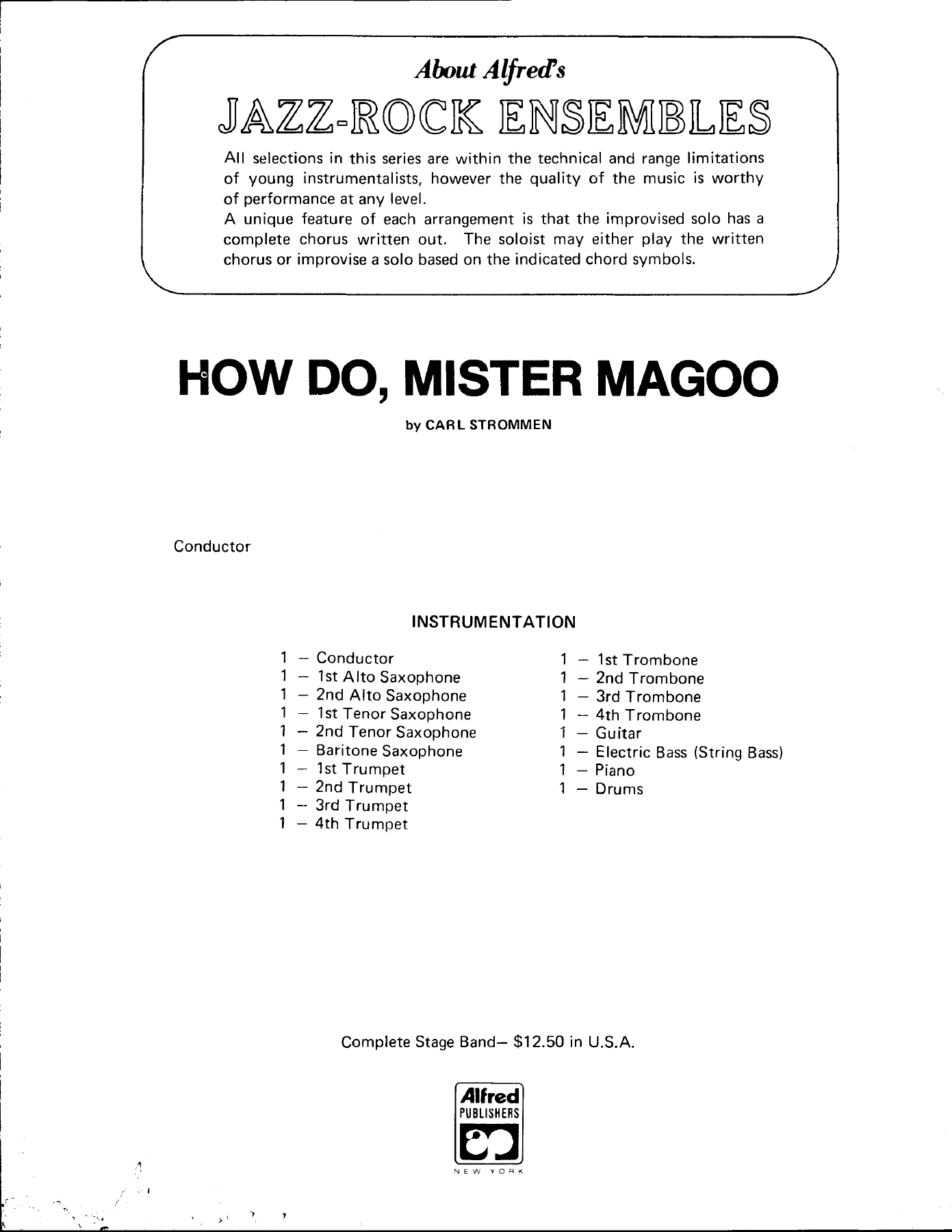 How Do, Mister Magoo — Big Band sheet music arranged by C.Strommen | Jazz Standard
