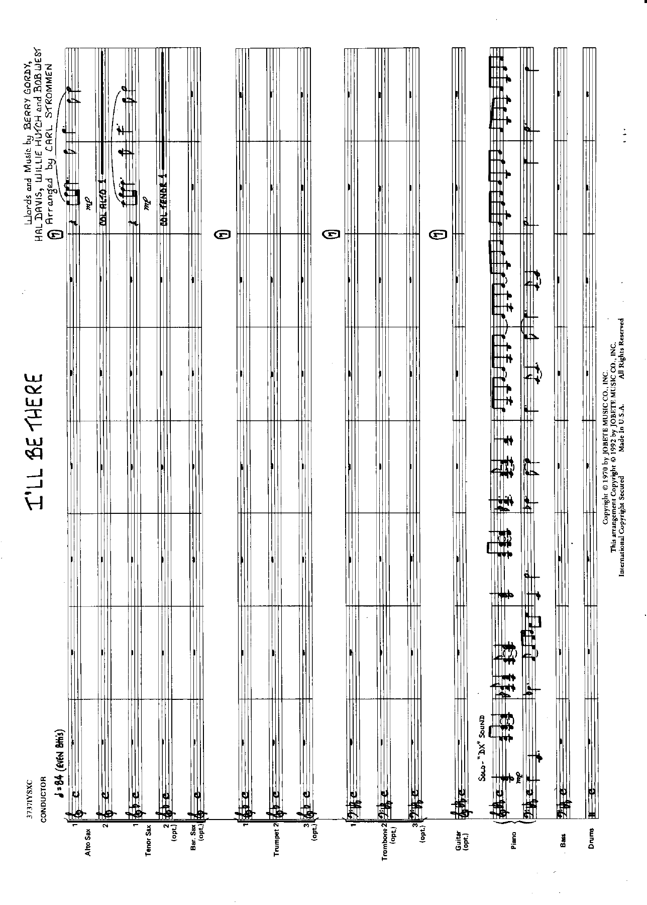 I'll Be There — sheet music cover (first page)