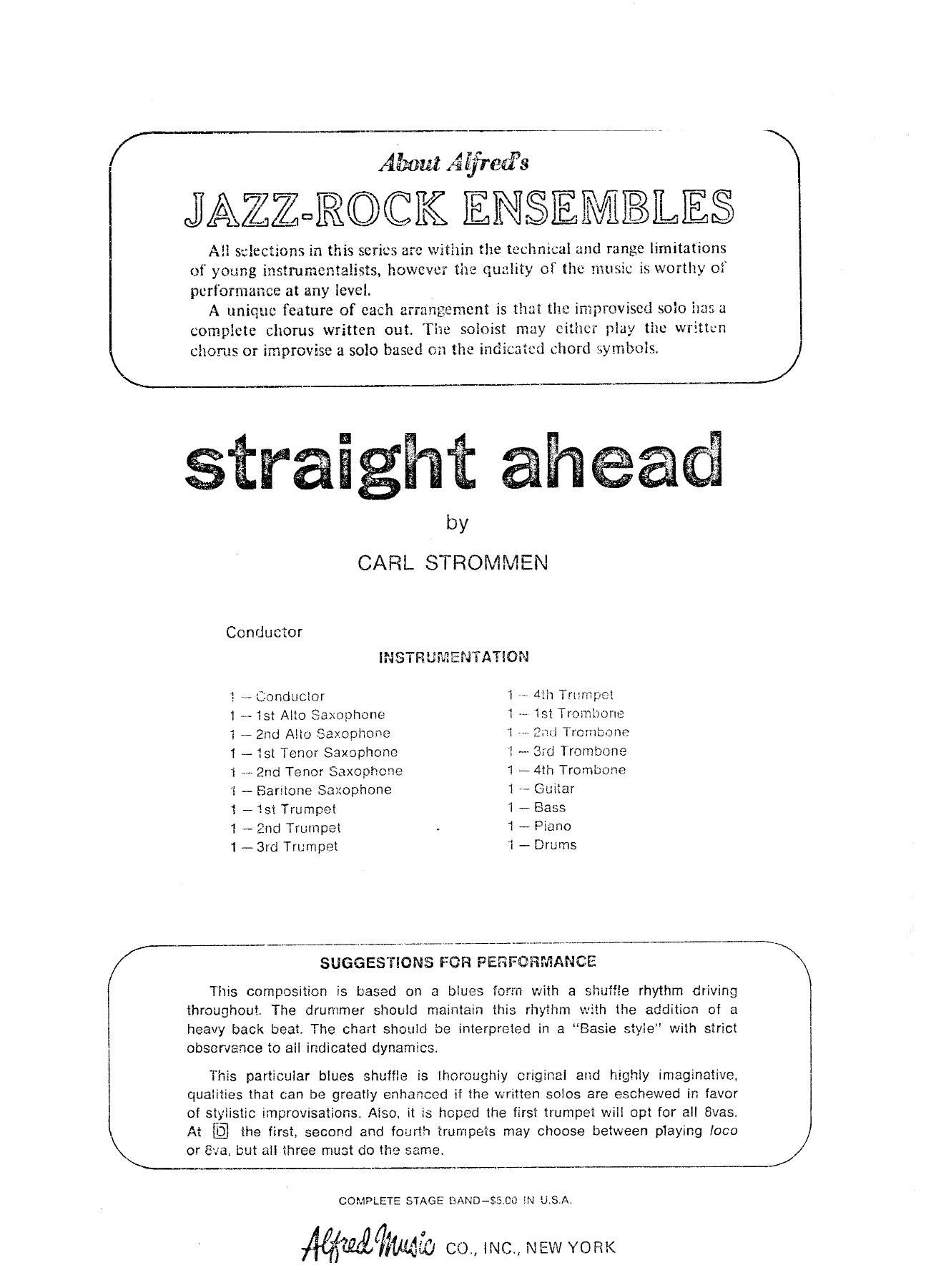 Straight Ahead — sheet music cover (first page)