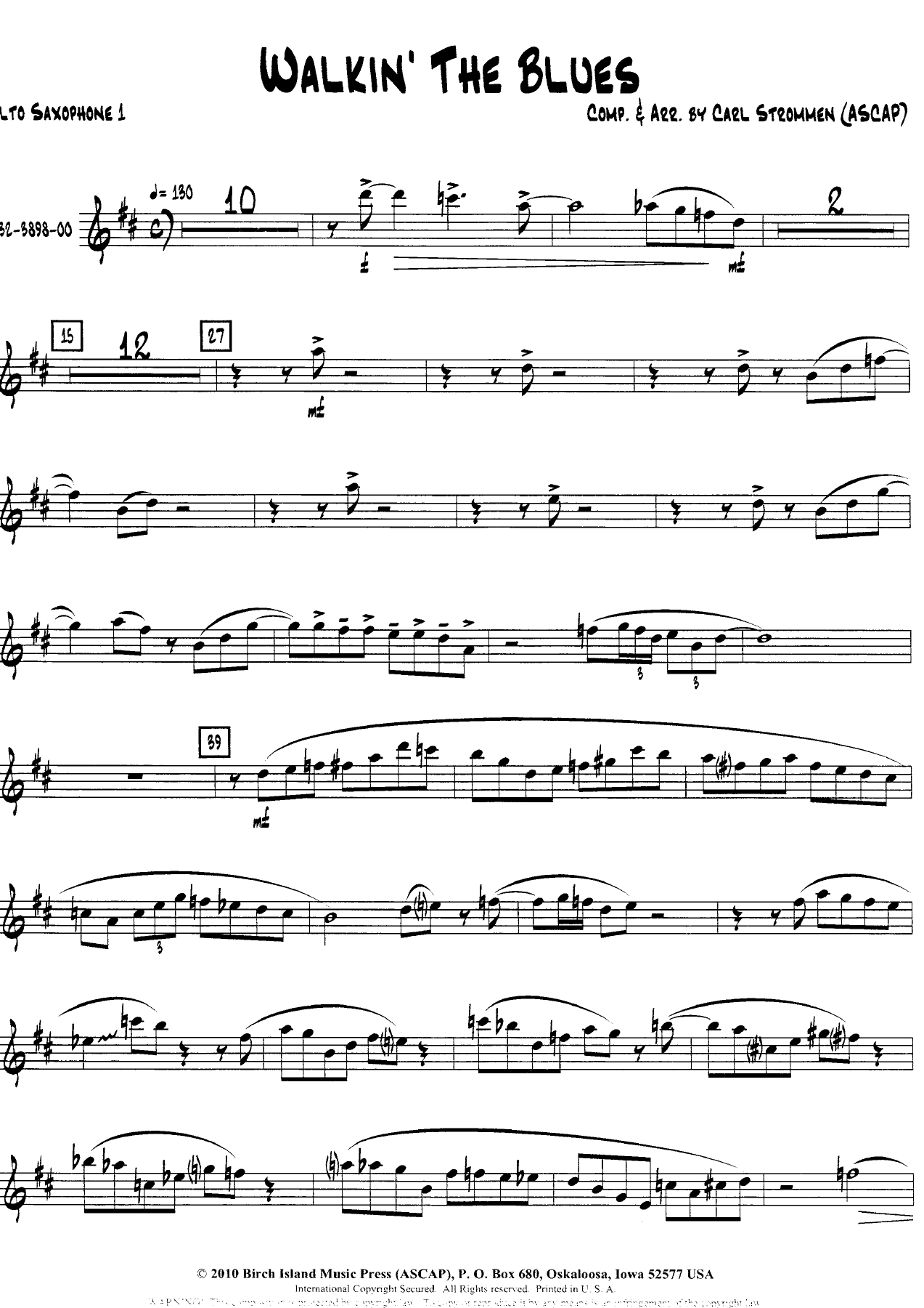Walkin' The Blues — sheet music cover (first page)