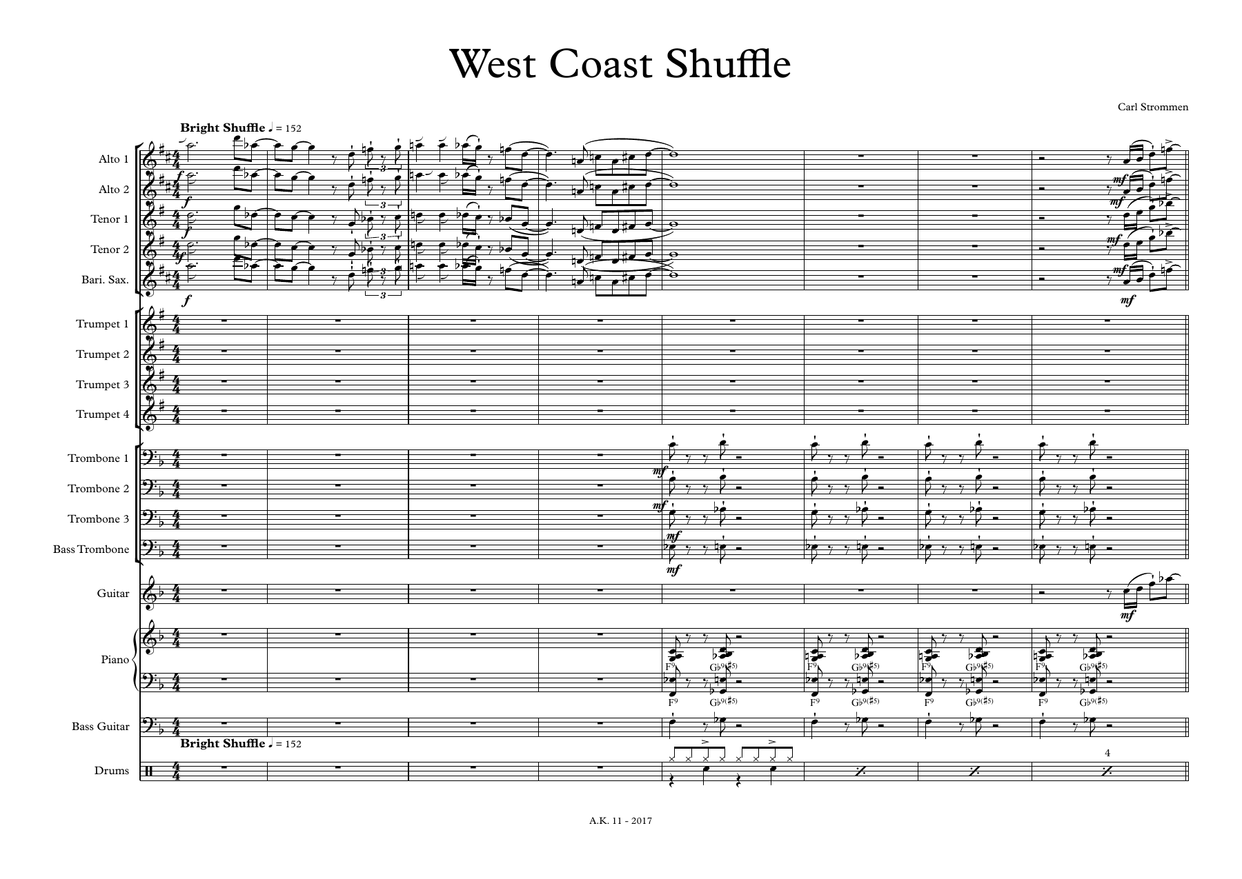 West Coast Shuffle — Big Band sheet music arranged by C.Strommen | Jazz Standard