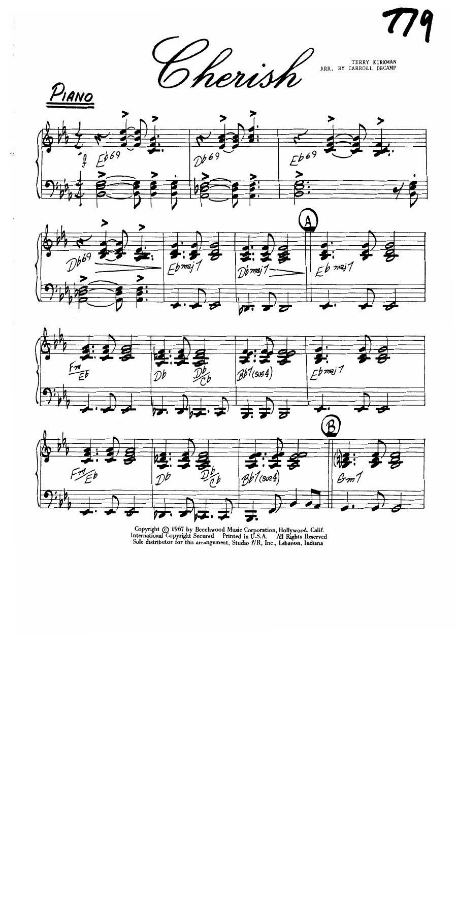 Cherish — sheet music preview