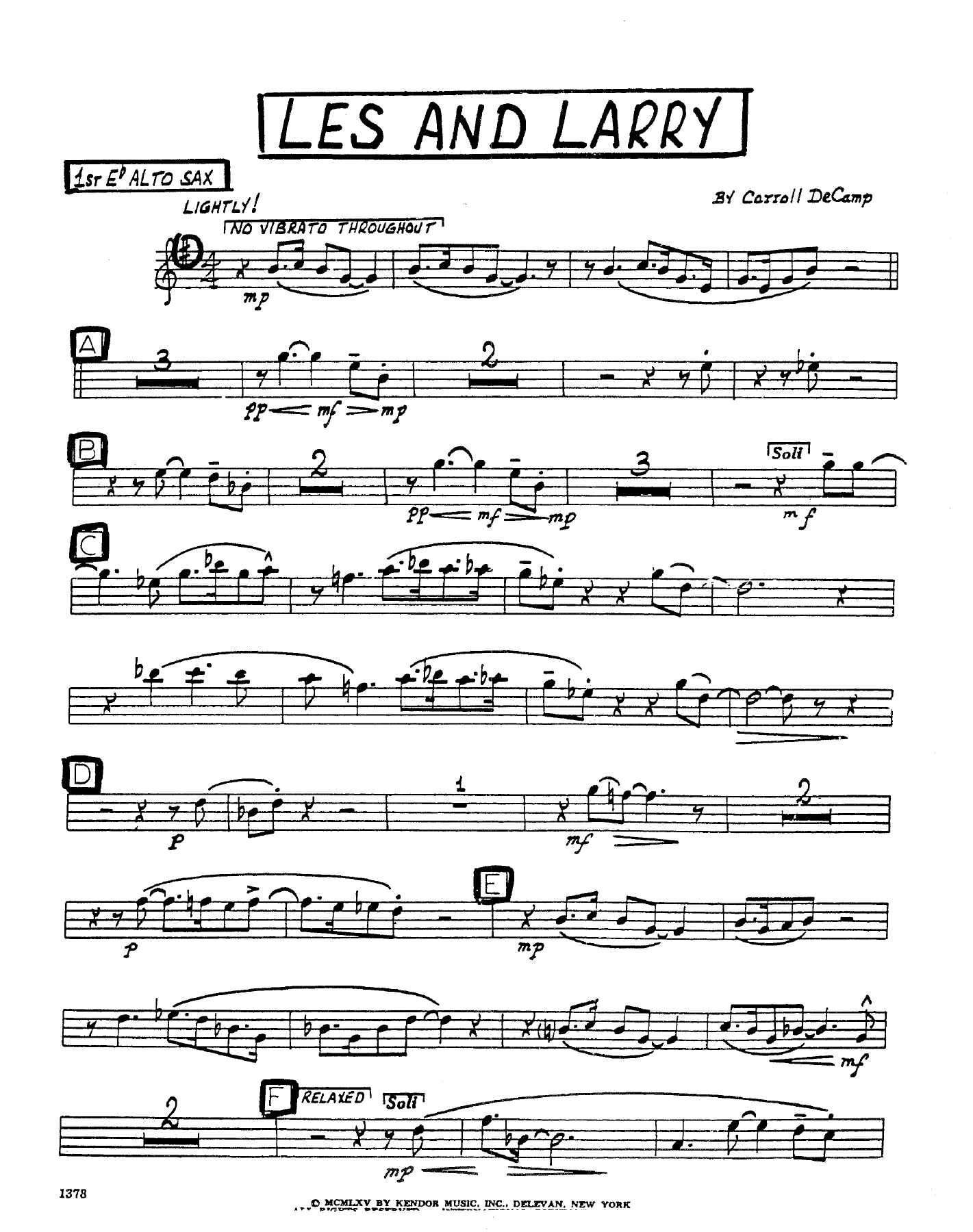 Les And Larry — Big Band sheet music arranged by C.DeCamp | Jazz Standard