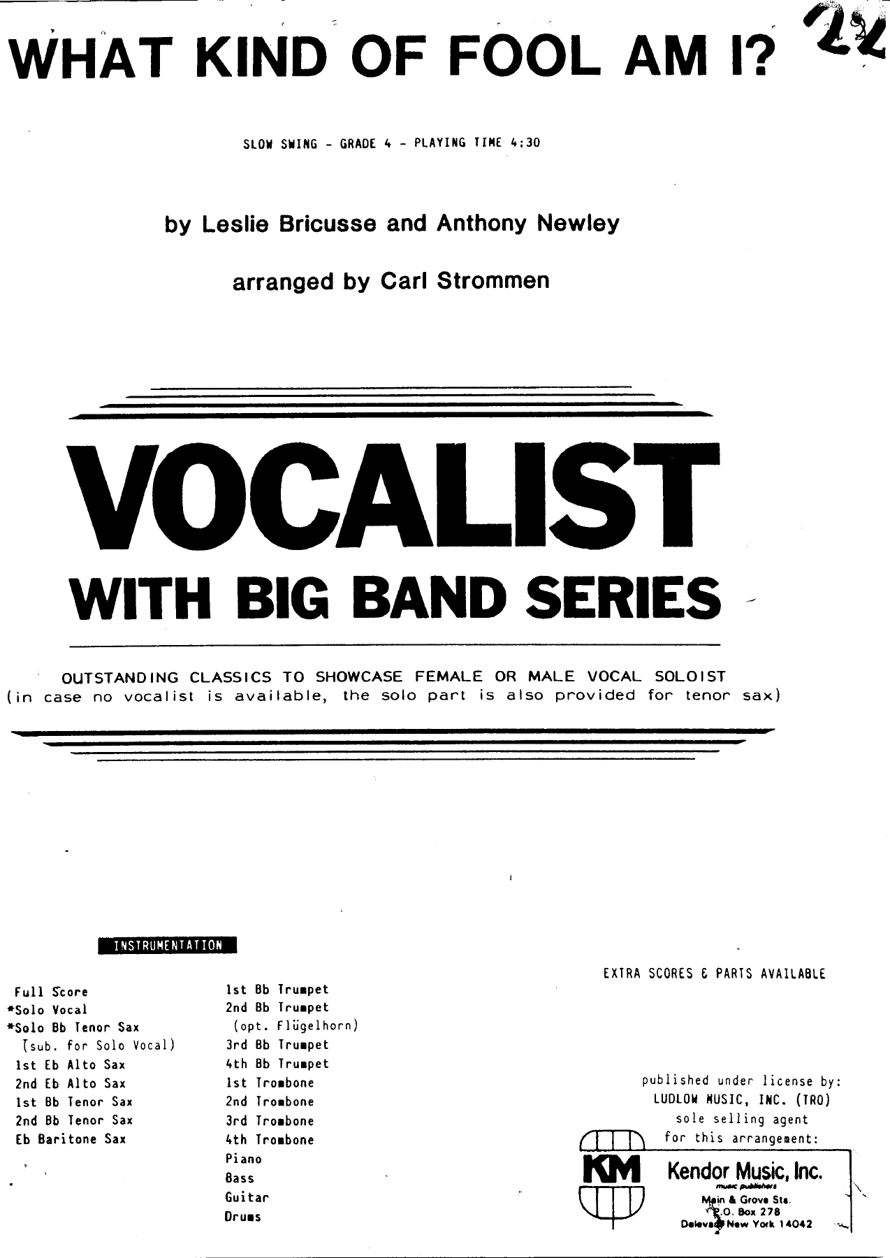 What Kind Of Fool Am I — sheet music preview