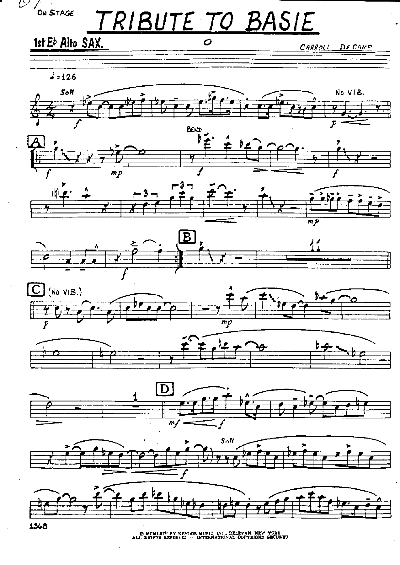 Tribute To Basie — sheet music cover (first page)