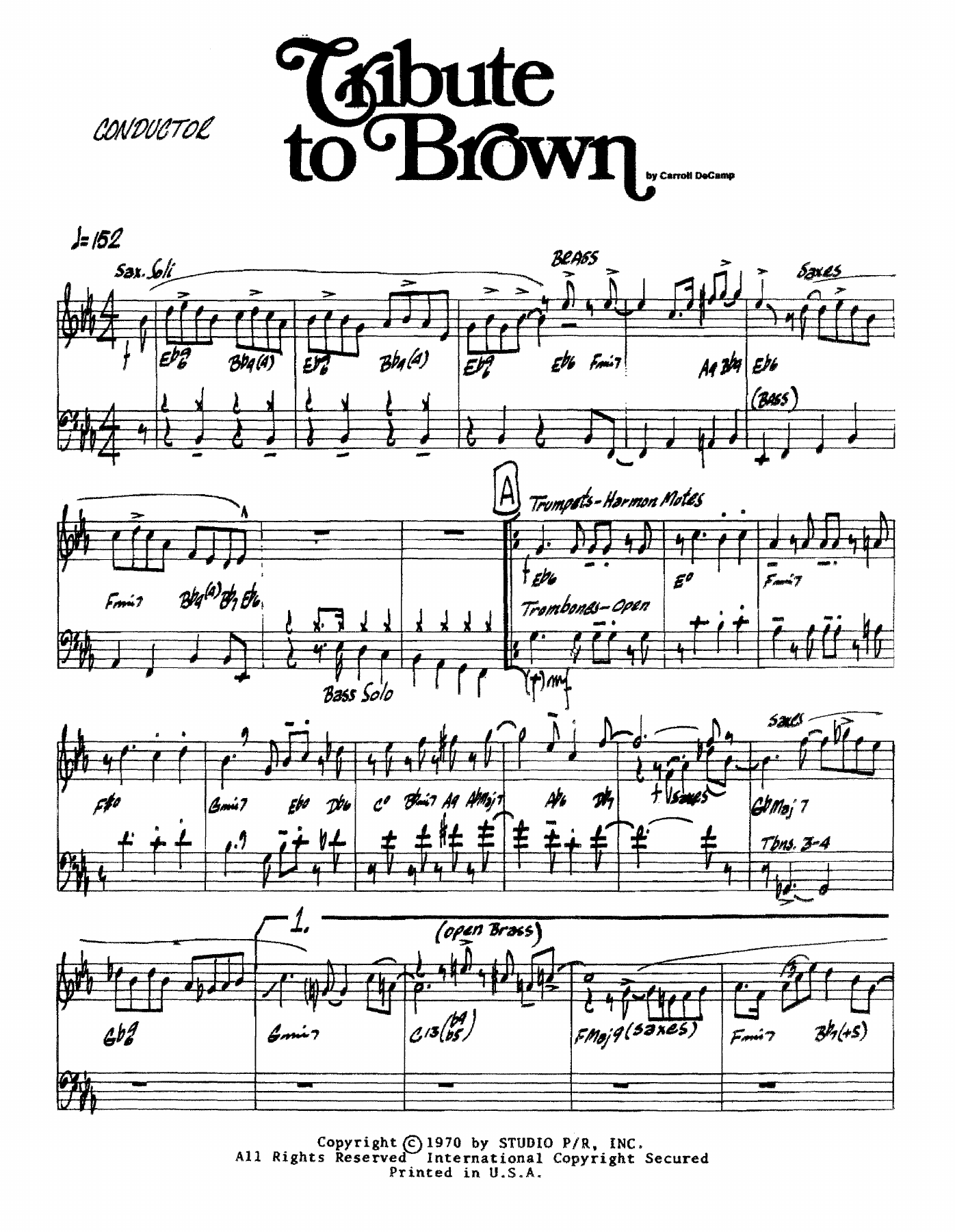 Tribute To Brown — Big Band sheet music arranged by C.DeCamp | Jazz Standard