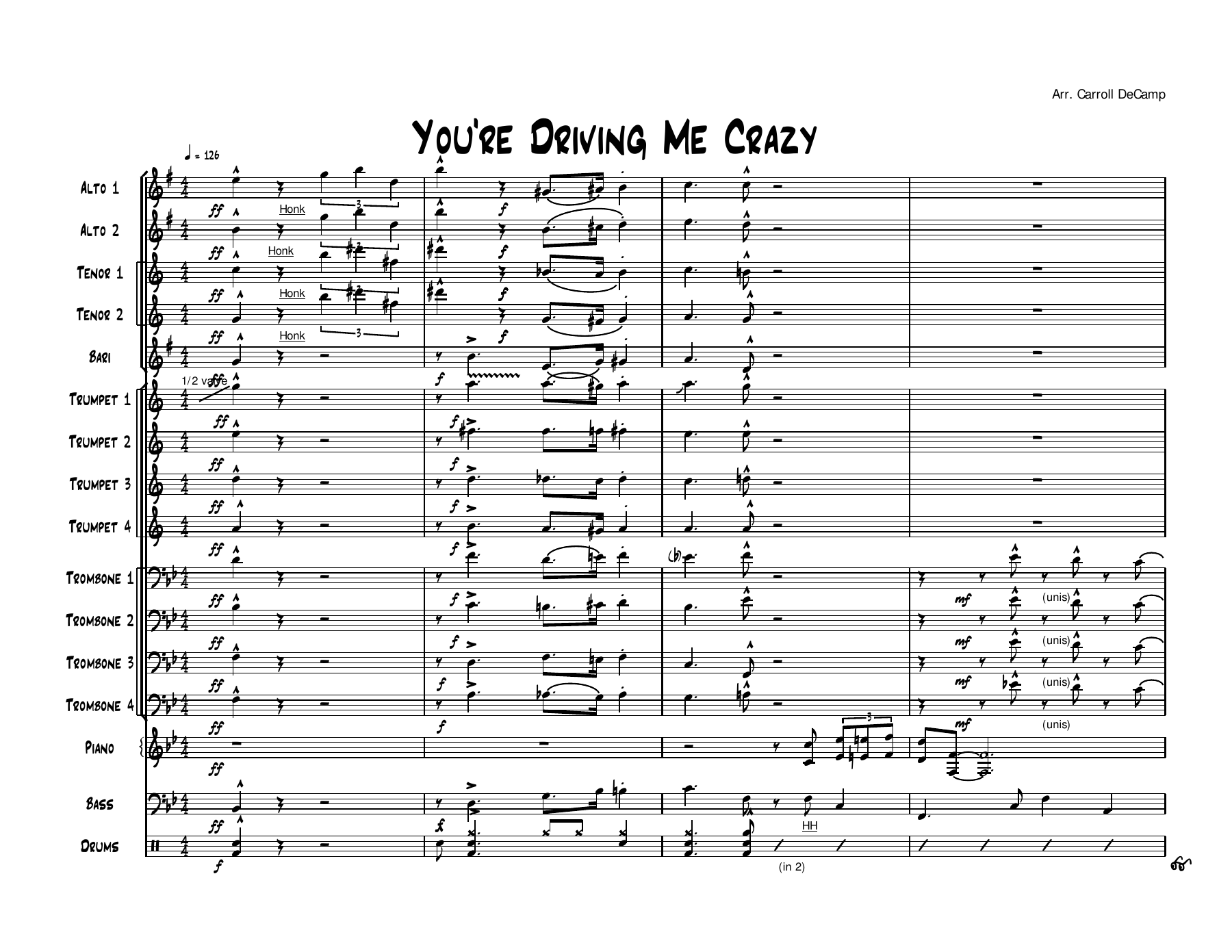 You're Drivin' Me Crazy — Big Band sheet music arranged by C.DeCamp | Jazz Standard