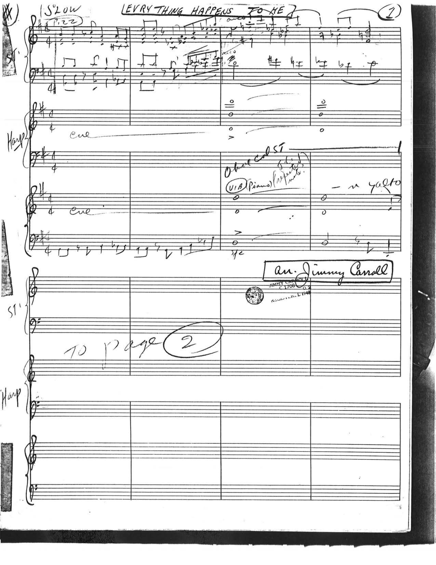 Everything Happens To Me — Big Band sheet music arranged by C.Parker with Strings | Jazz Standard