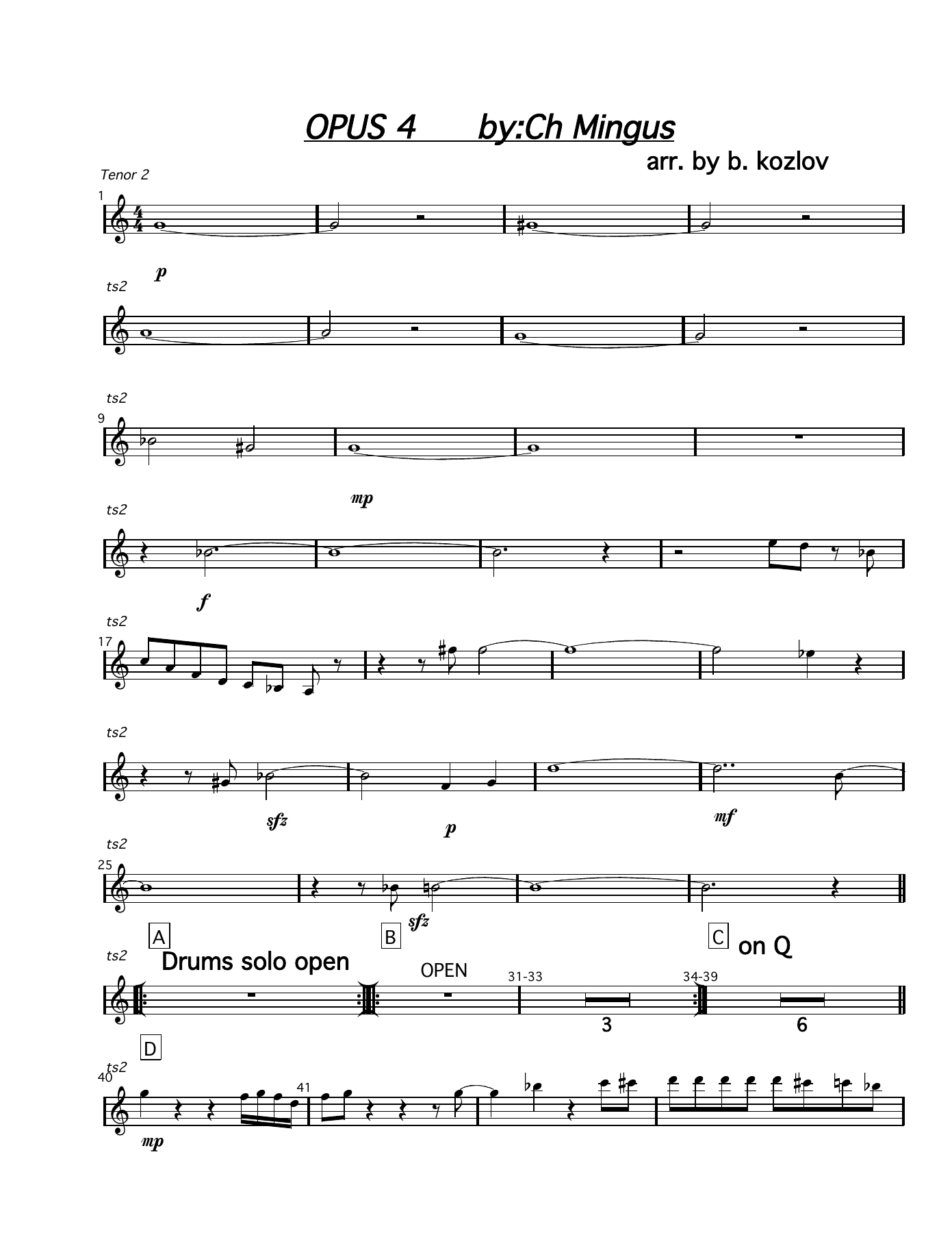 Opus 4 (B.Kozlov) C.Mingus. MP3 — sheet music cover (first page)