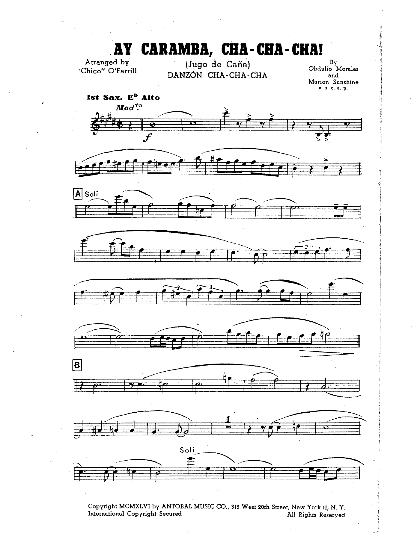 Ay Caramba Cha Cha — sheet music cover (first page)