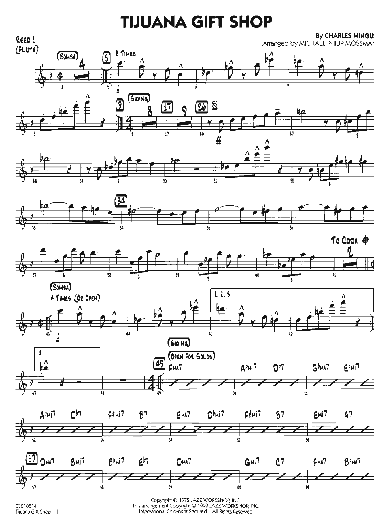 Tijuana Gift Shop (M.P.Mossman) C.Mingus. MP3 — sheet music preview