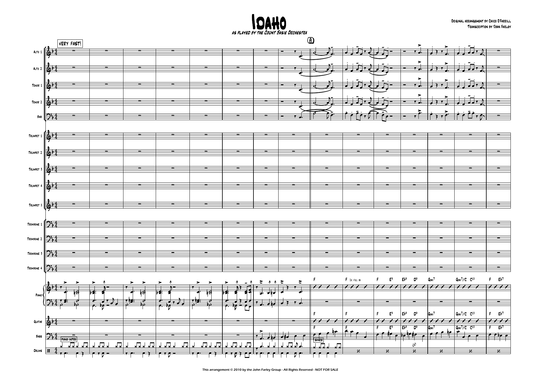 Idaho (C.O'Farrill) C.Basie — Big Band sheet music arranged by Chico O'Farrill | Jazz Standard