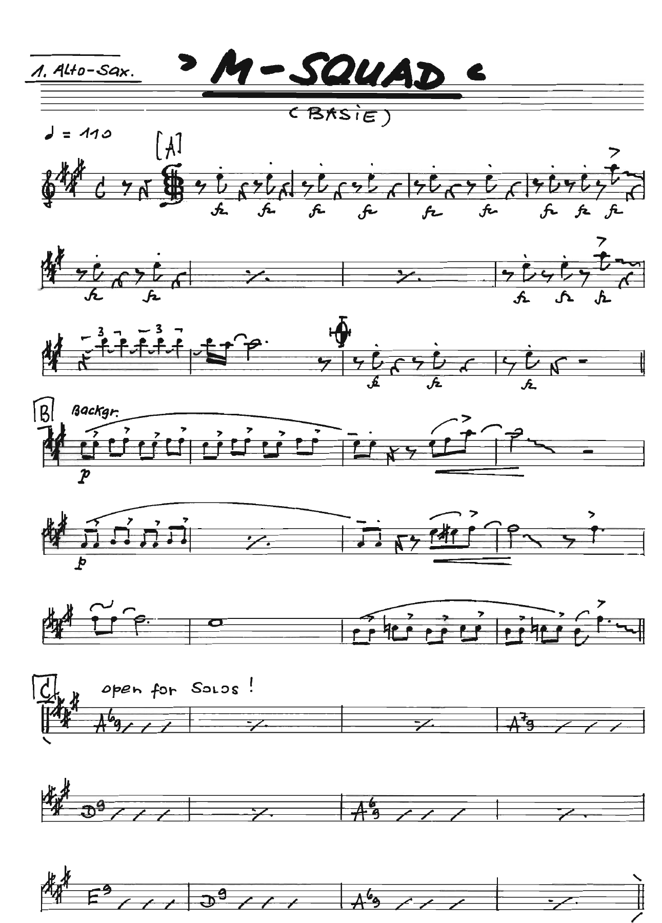 M-Squad (C.O'Farrill) C.Basie — Big Band sheet music arranged by Chico O'Farrill | Jazz Standard