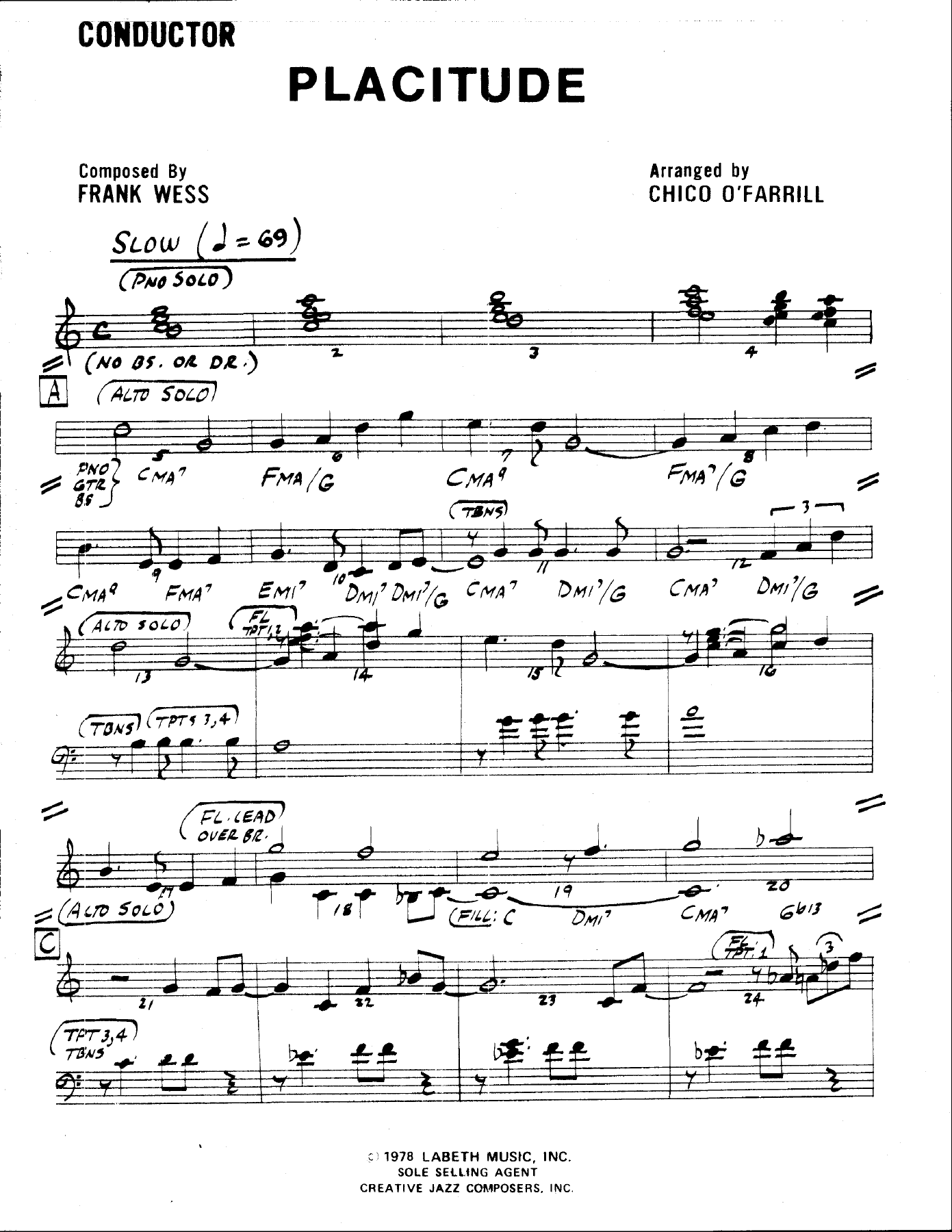Placitude — sheet music cover (first page)