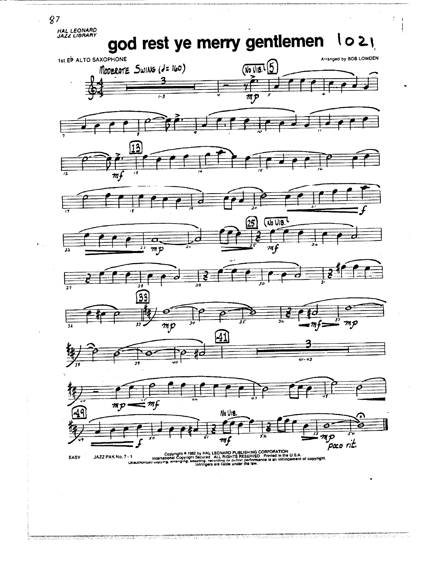 God Bless Ye Merry Gentlemen — Биг-бэнд sheet music by B.Lowden | Jazz Standard