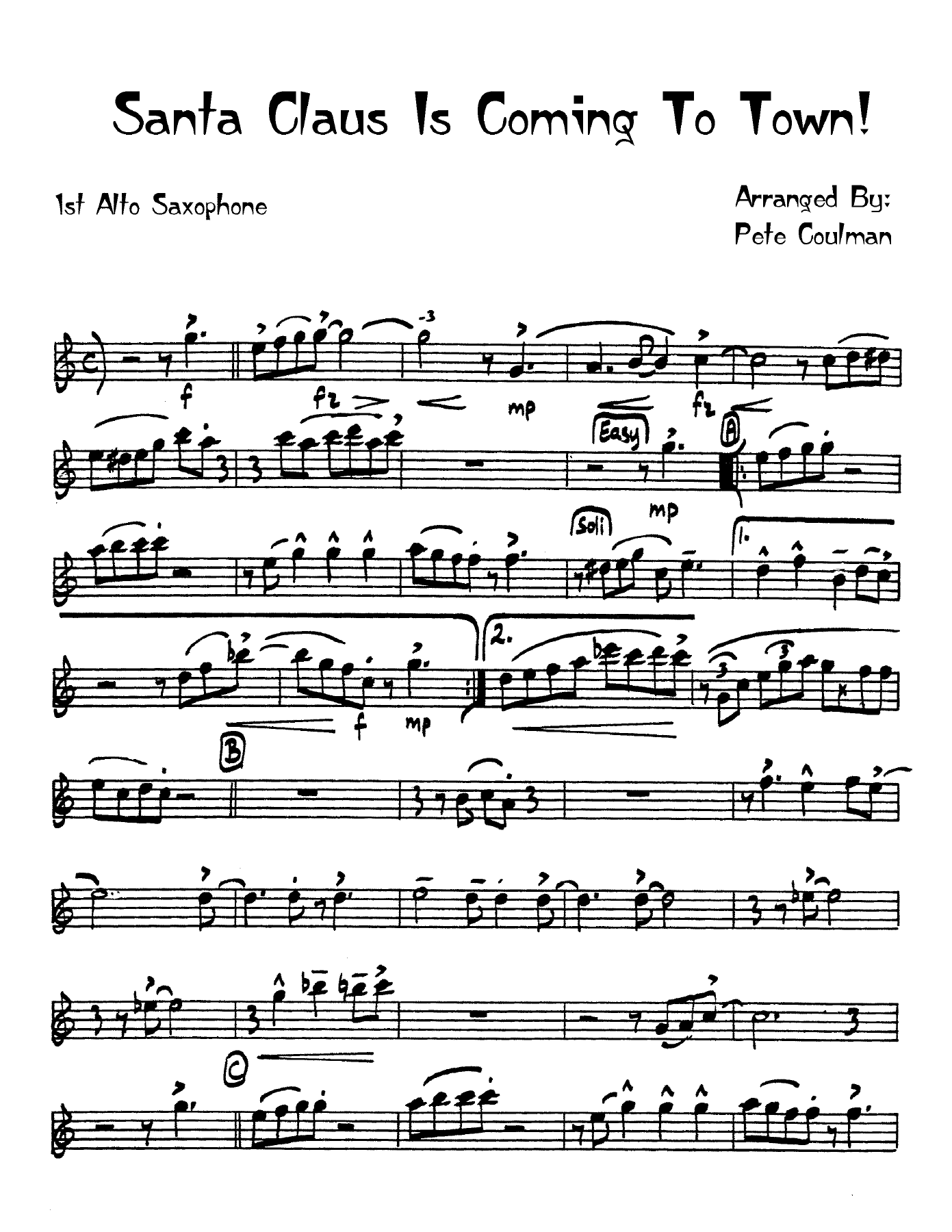 Santa Claus Is Comin' To Town — sheet music preview