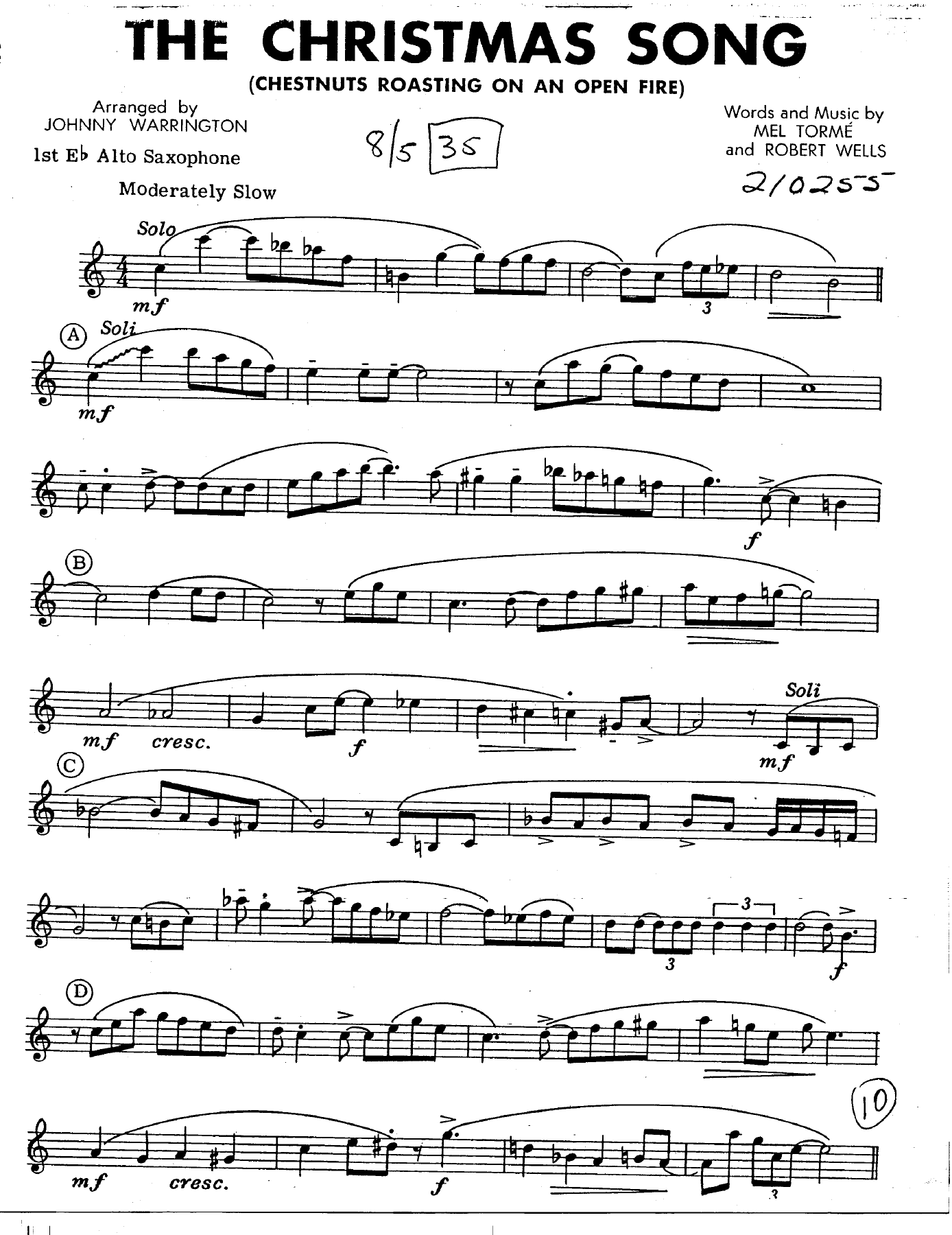The Christmas Song — Биг-бэнд sheet music by J.Warrington | Jazz Standard