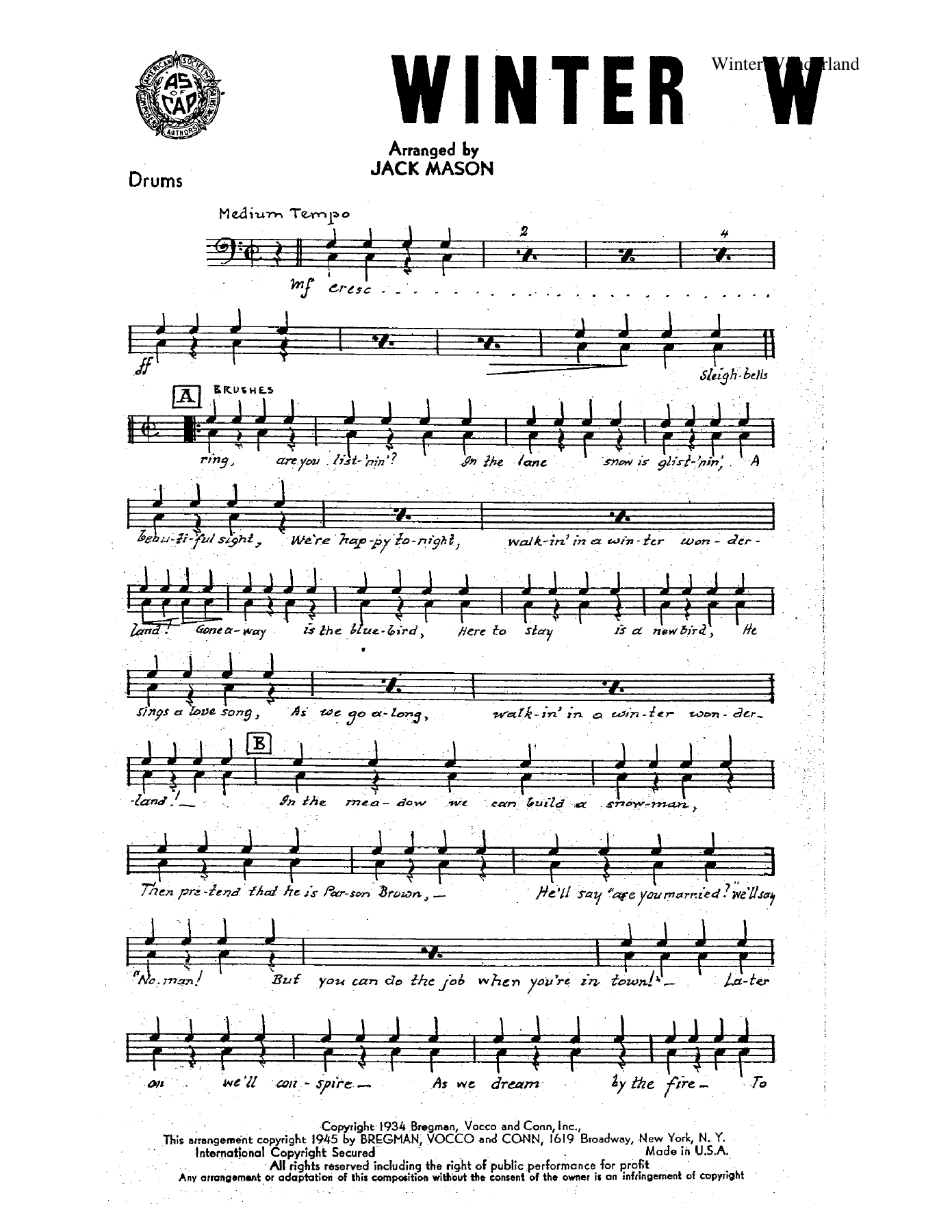 Winter Wonderland — sheet music cover (first page)