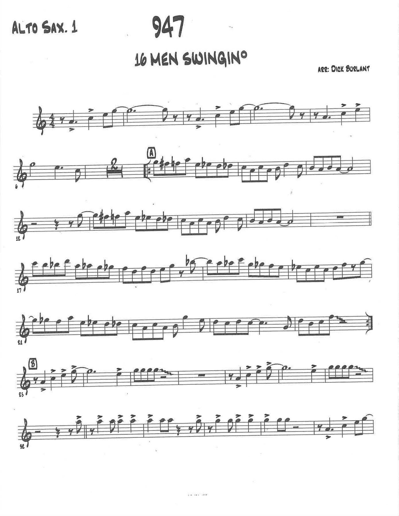 16 Men Swingin (D.Burlant) MP3.C.Basie — sheet music preview