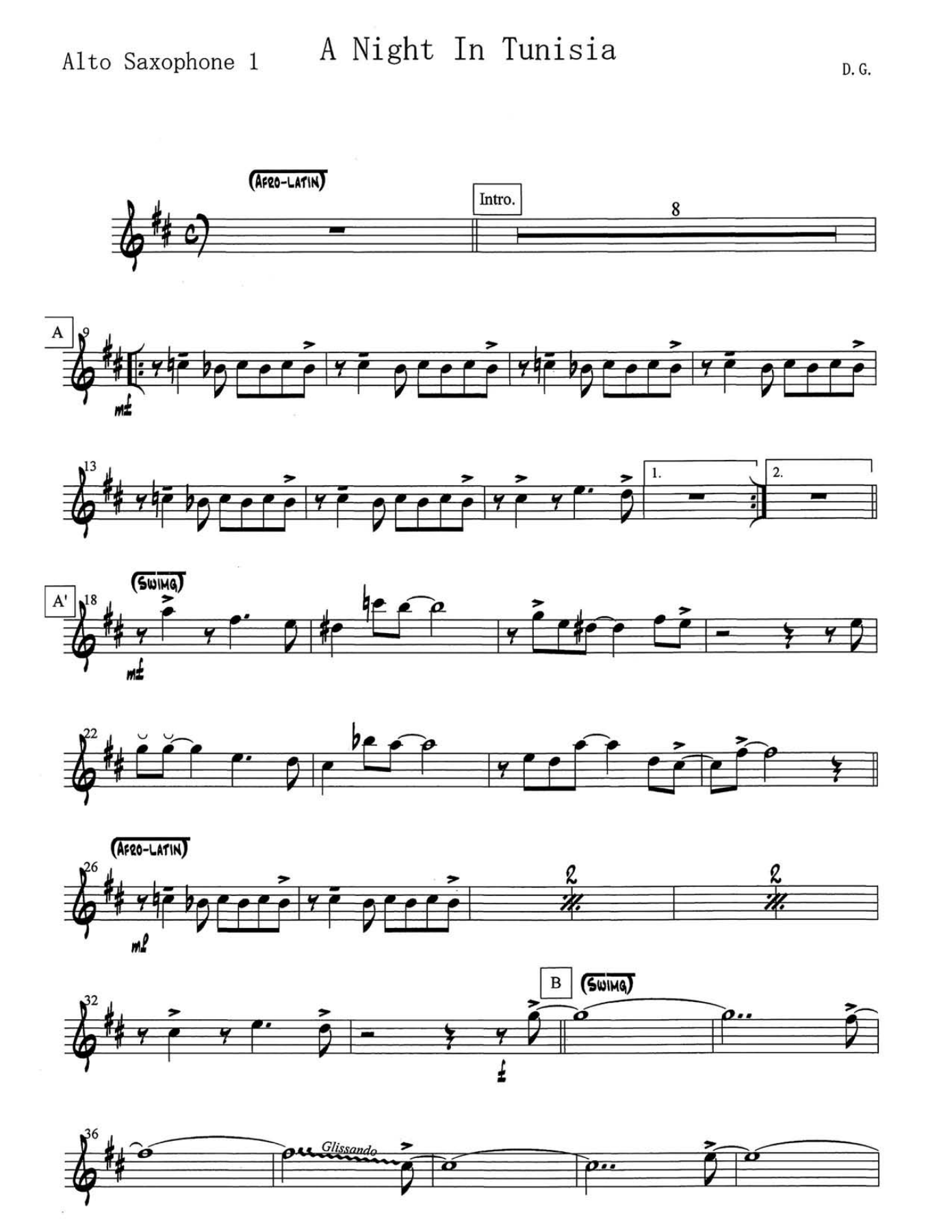 A Night In Tunisia (E.Dixon) C.Basie — sheet music preview