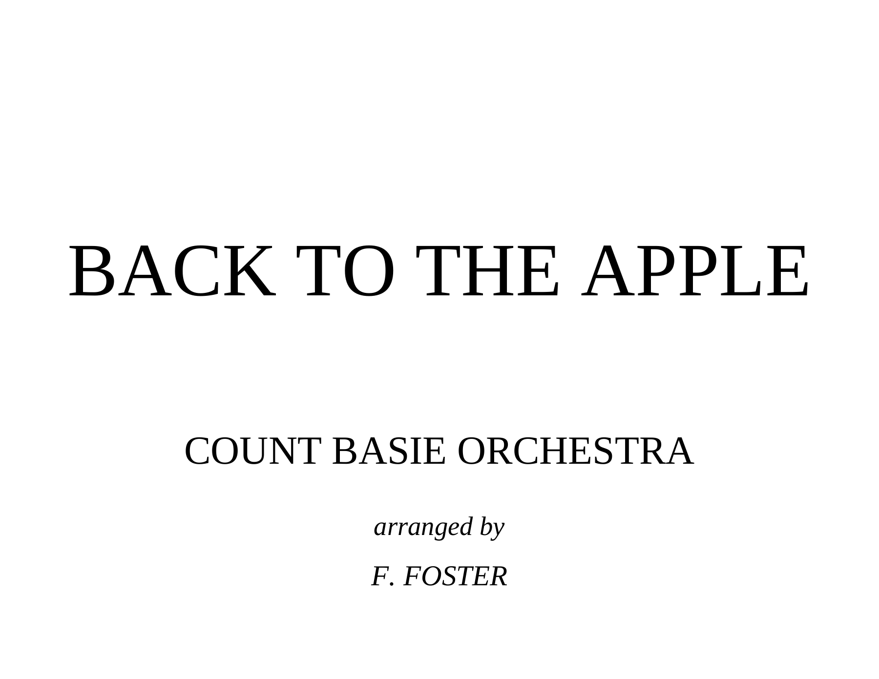 Back To The Apple (F.Foster) C.Basie — sheet music preview