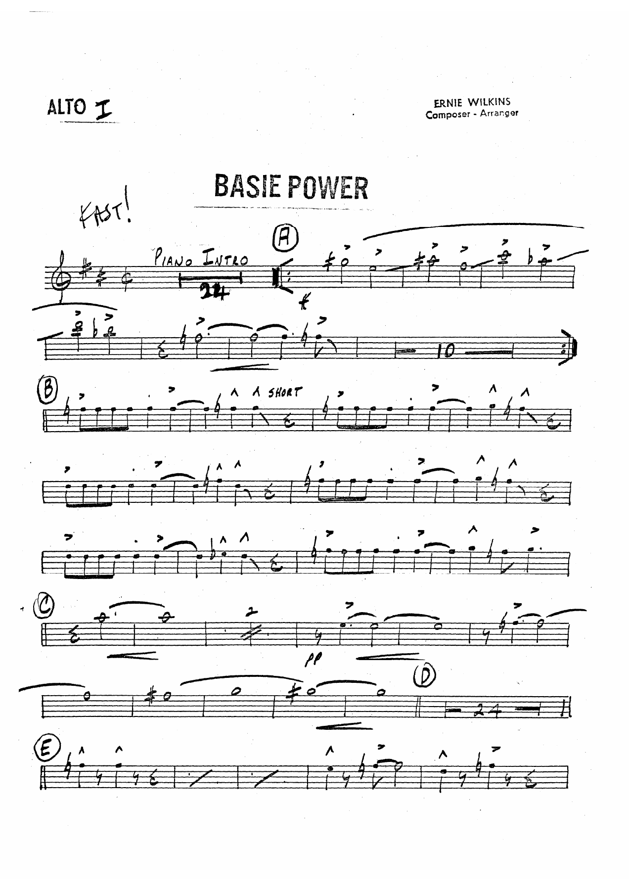 Basie Power (E.Wilkins) C.Basie — Big Band sheet music arranged by Count Basie | Jazz Standard