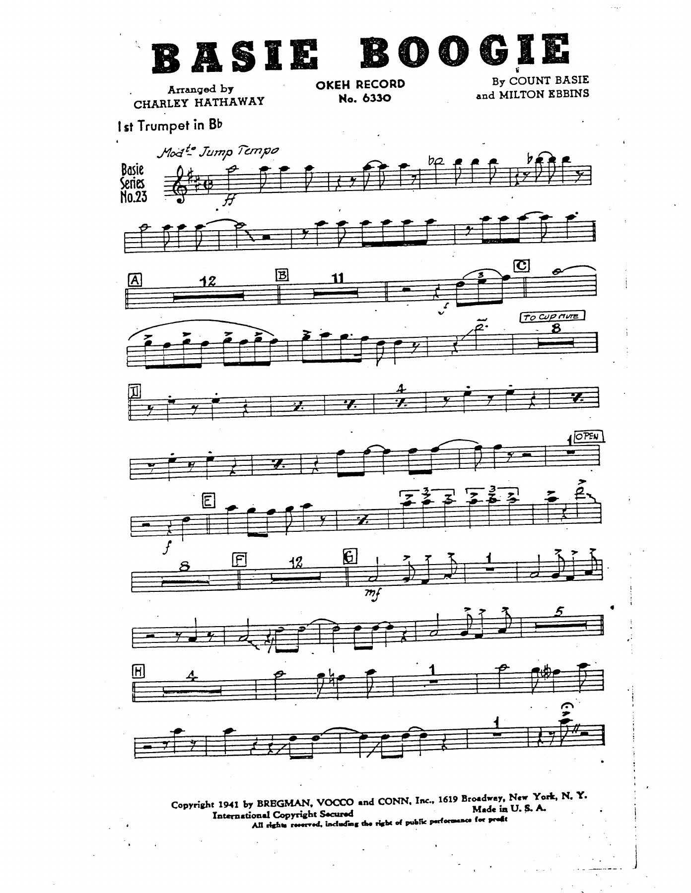 Basie Boogie (C.Hathaway) MP3 — sheet music cover (first page)
