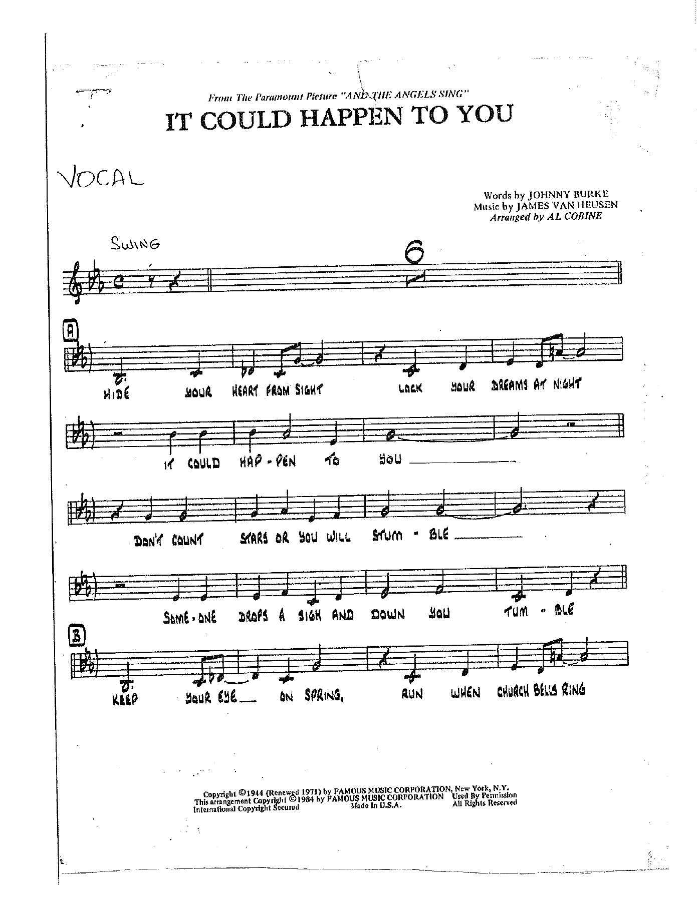 It Could Happen To You — Big Band sheet music arranged by Al Cobine | Jazz Vocal