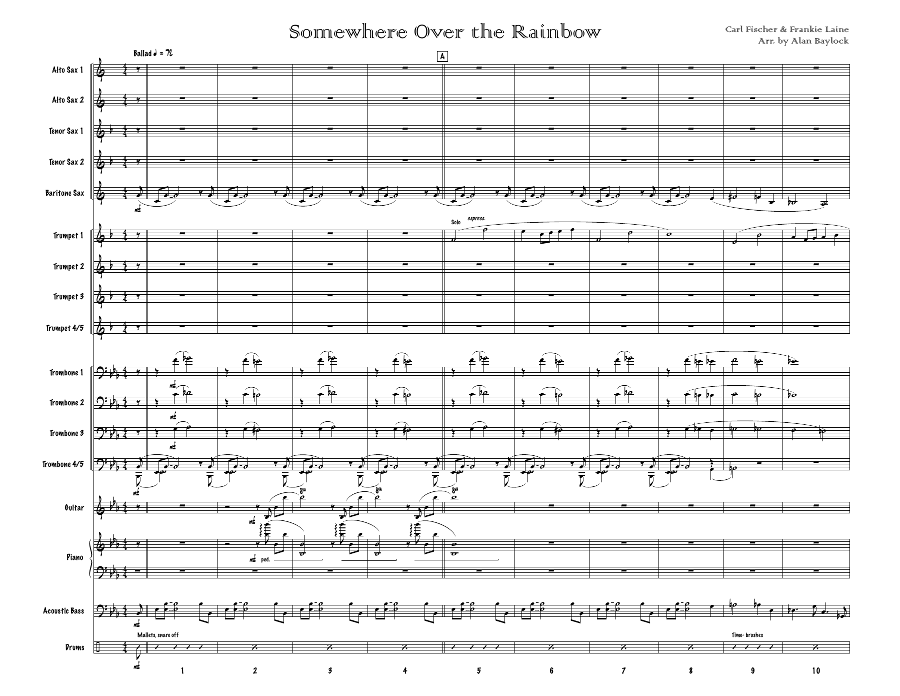 Somewhere Over The Rainbow — Big Band sheet music arranged by A.Baylock | Jazz Standard