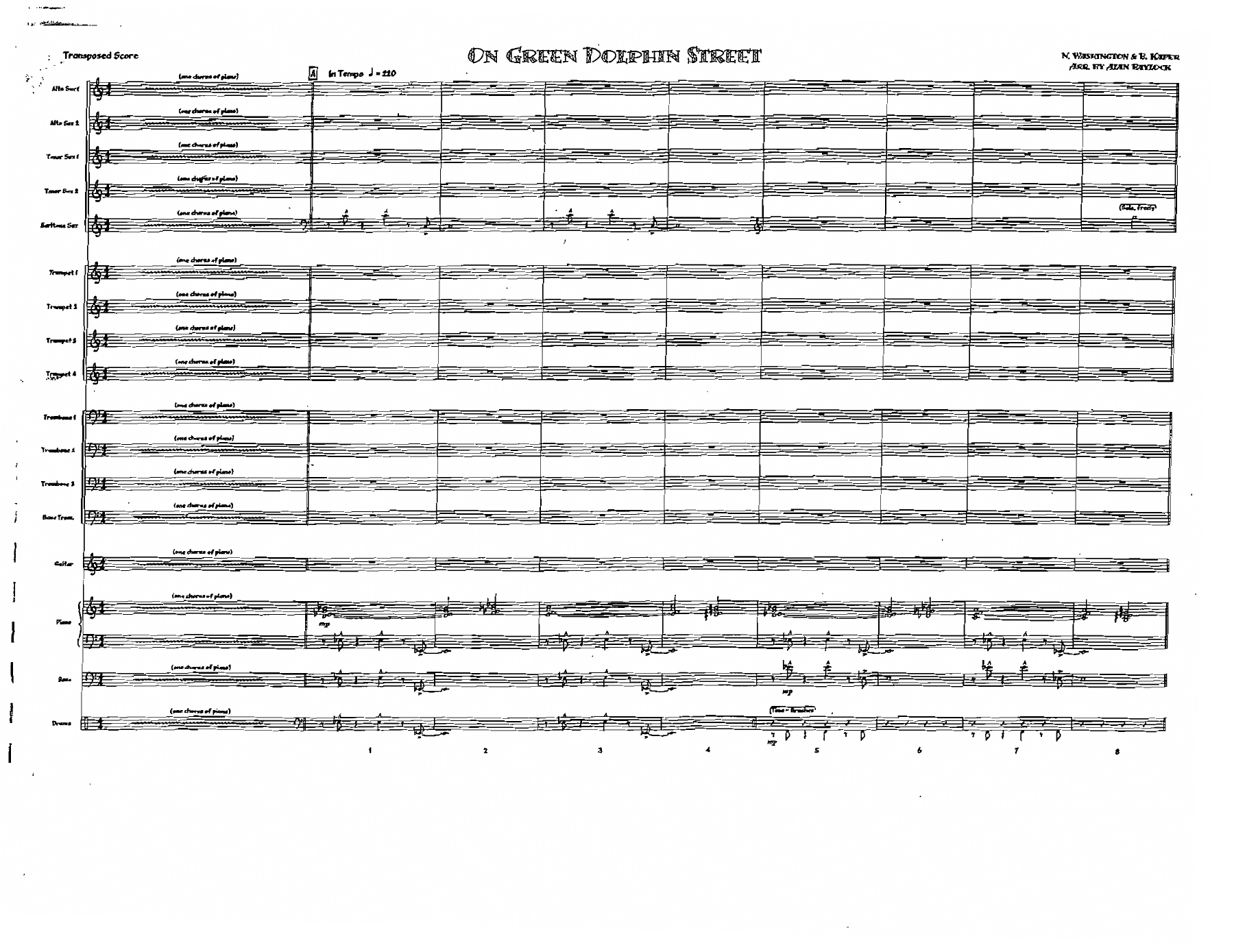On Green Dolphin Street — Big Band sheet music arranged by A.Baylock | Jazz Standard