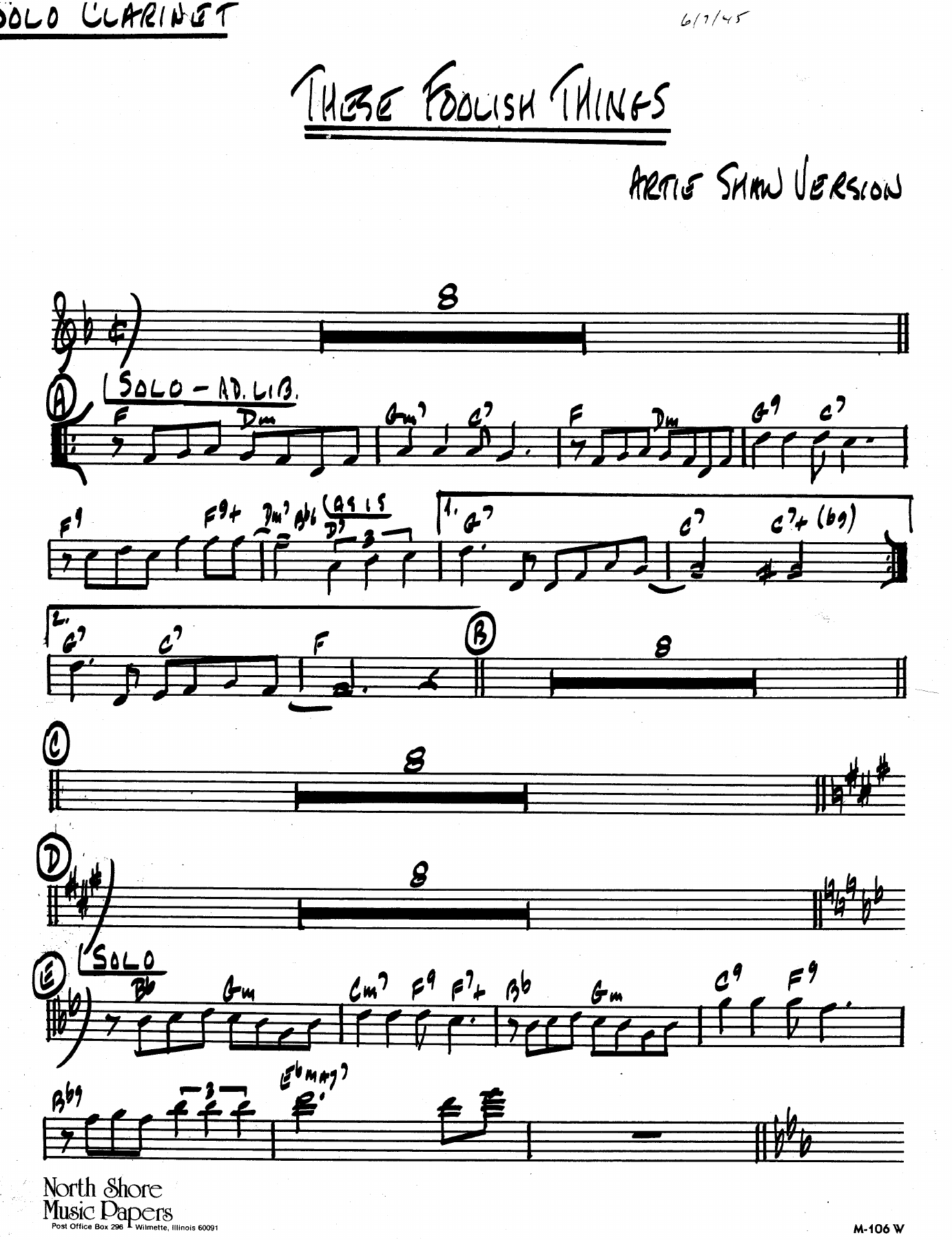 These Foolish Things — sheet music preview