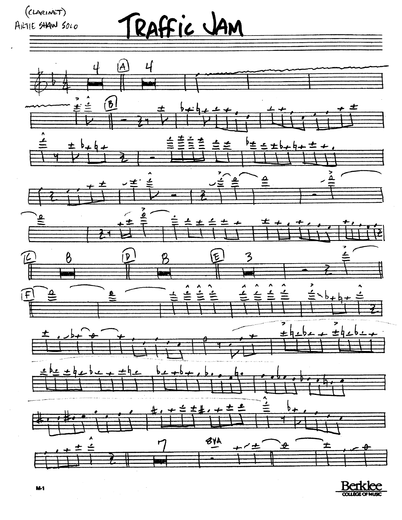 Traffic Jam — sheet music cover (first page)