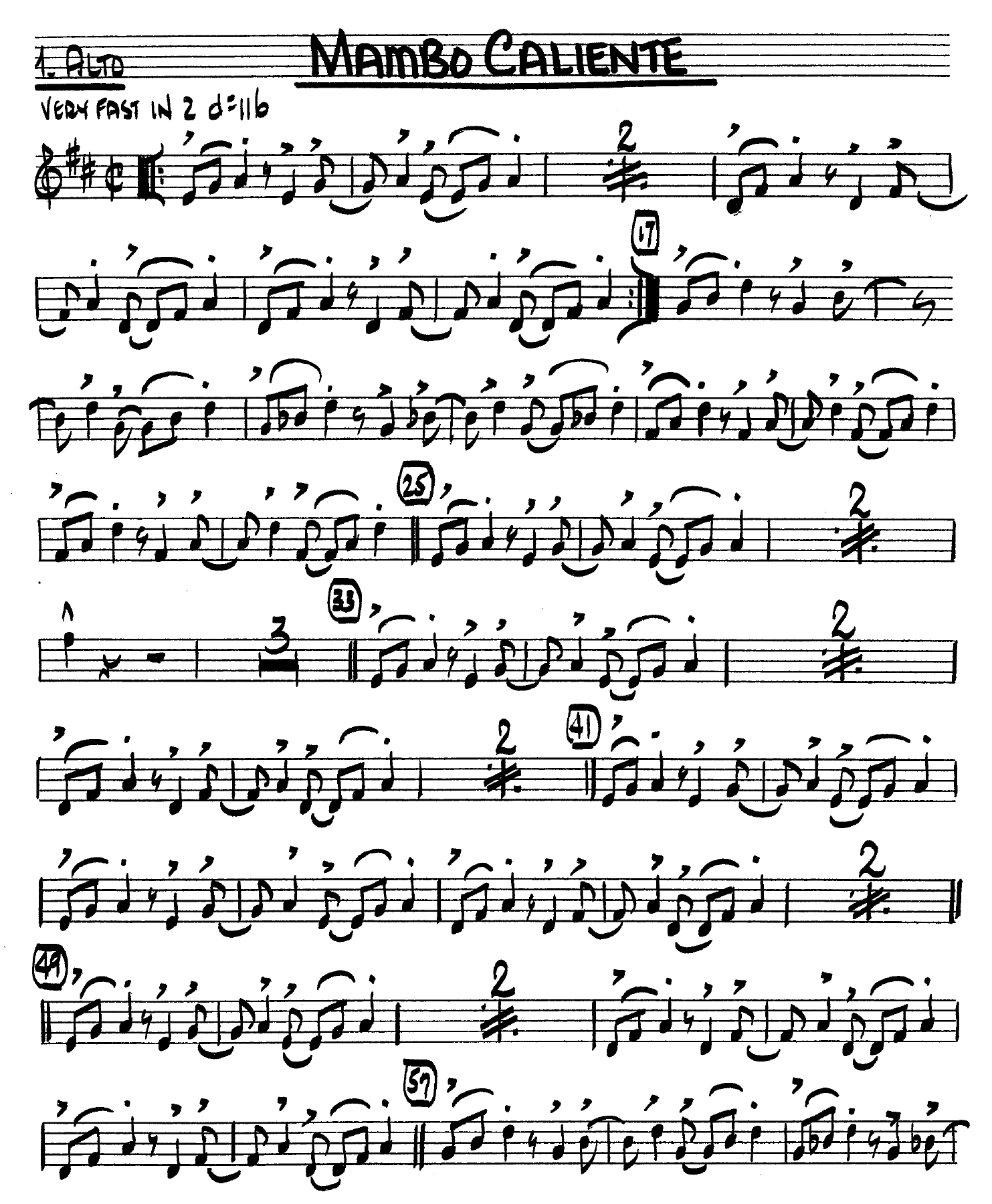 Mambo Caliente — sheet music cover (first page)