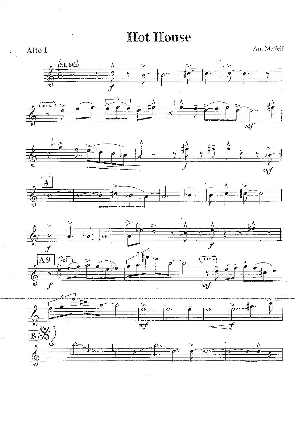 Hot House — sheet music preview