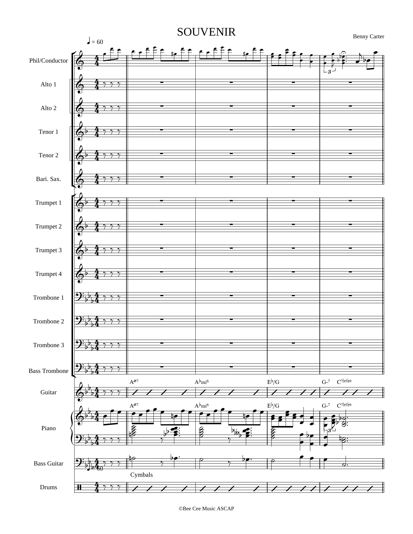 Souvenir — Big Band sheet music arranged by B.Carter | Jazz Standard